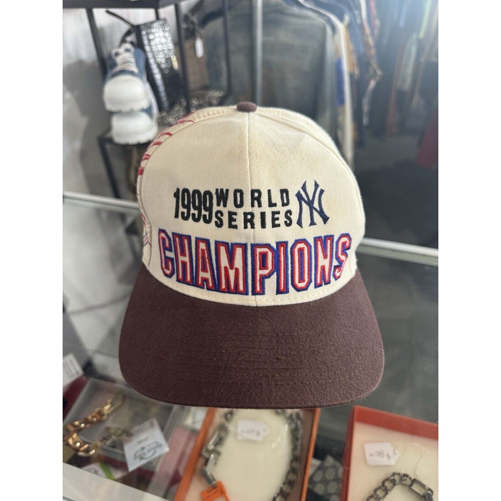 NY Yankees 99 World Series Hat New Era Beige Strapback MLB  NY Yankees 1999 World Series Champions Cap main image 1