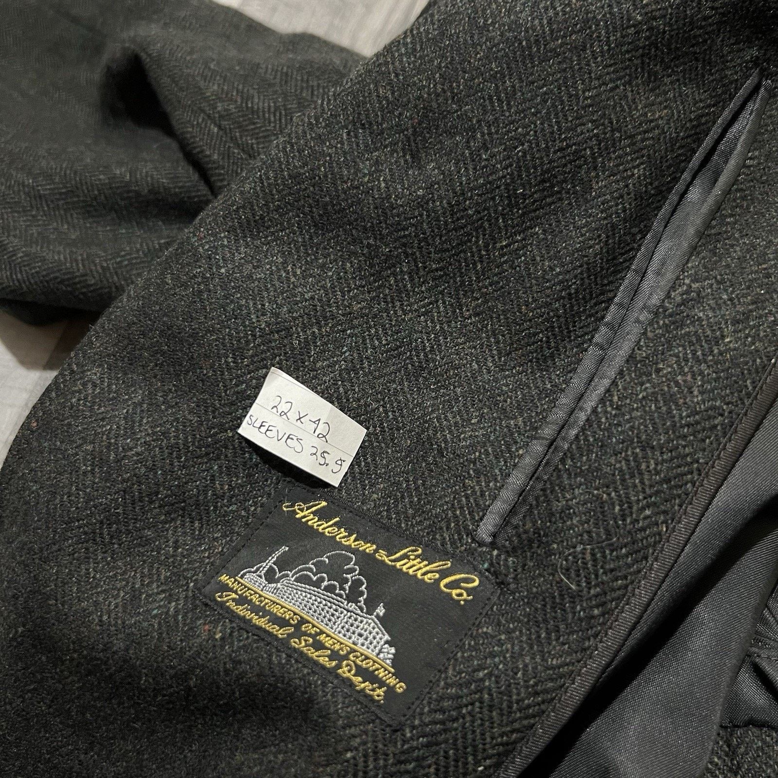 Vintage VTG Anderson Little Co Grey Herringbone Wool Overcoat 44 Size US L / EU 52-54 / 3 - 5 Thumbnail