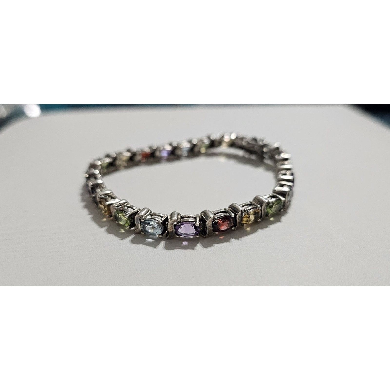 Other Multicolor Rainbow Crystal Sterling Silver Bracelet 925 Size ONE SIZE - 12 Thumbnail