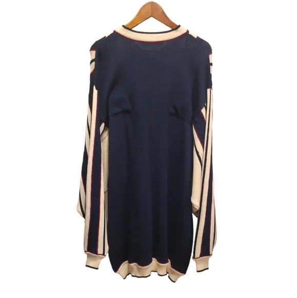 Y/Project Clipped Shoulder Knit Striped Sweater in Navy and White Size US S / EU 44-46 / 1 - 4 Thumbnail