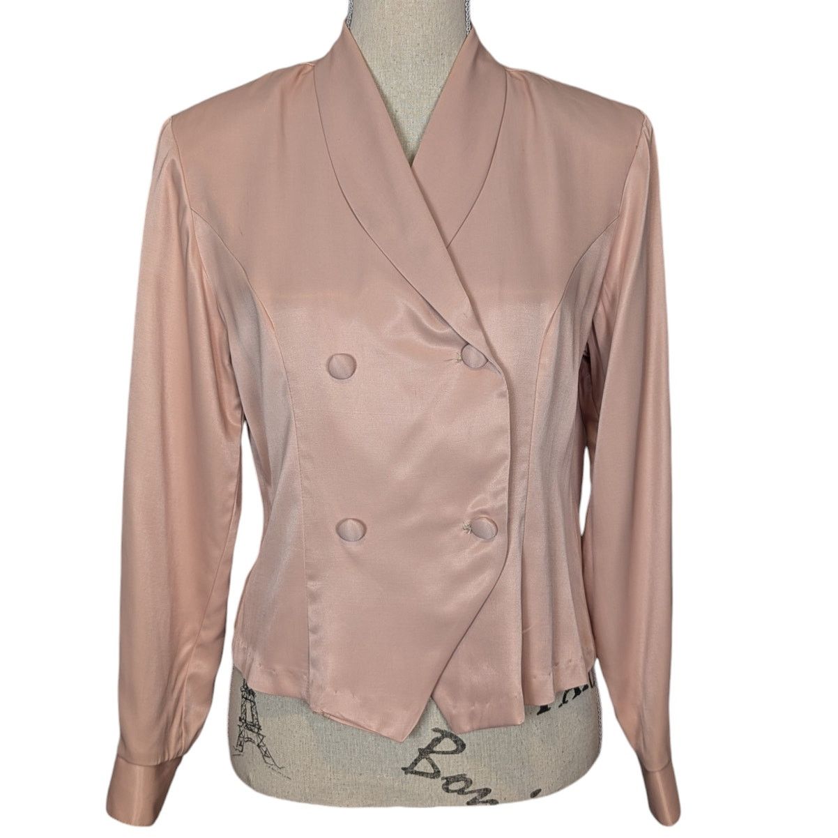 Vintage Vintage Camille Claudel Satin Double Breasted Pink Blouse Size M / US 6-8 / IT 42-44 - 1 Thumbnail
