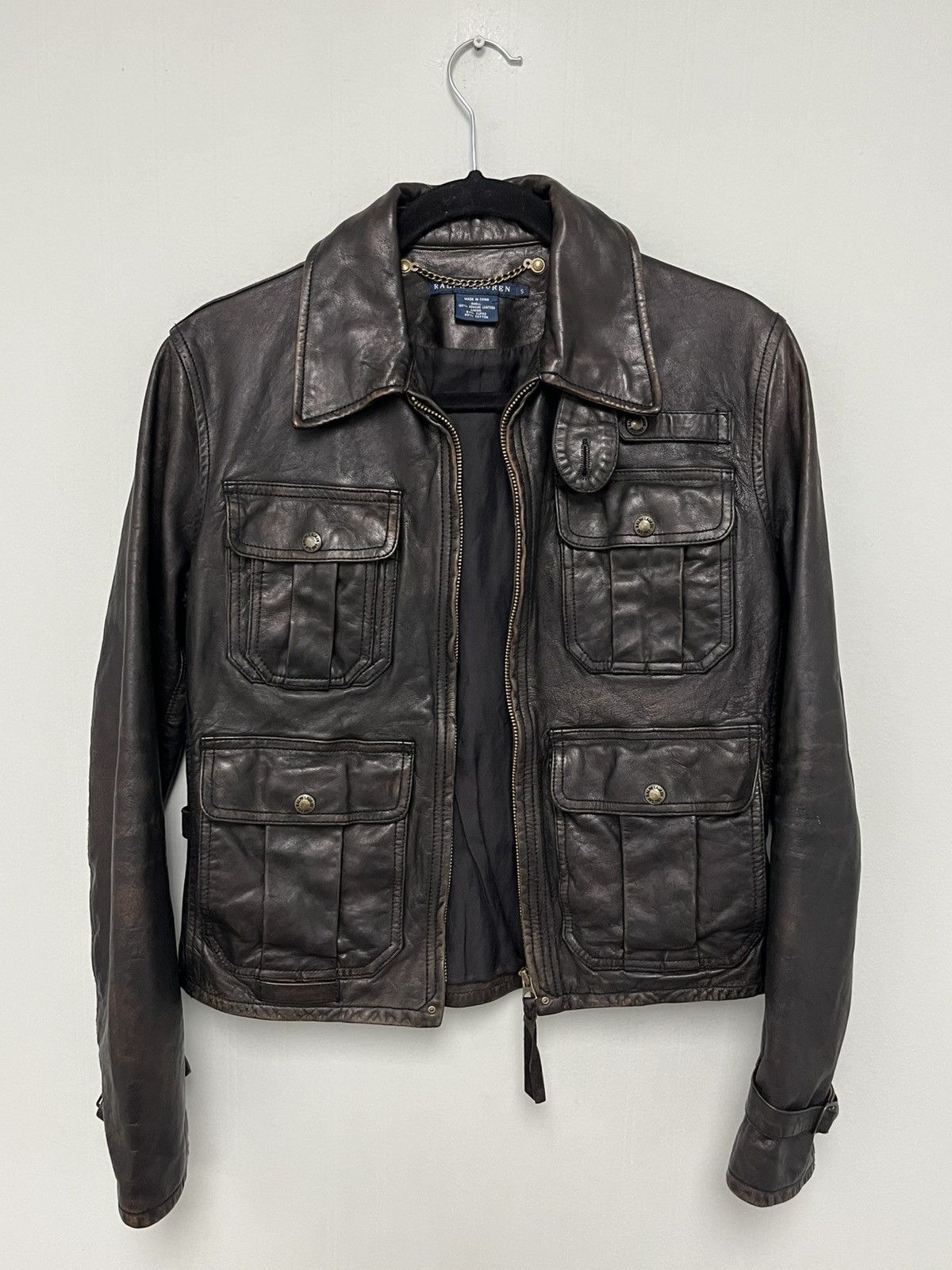 Ralph Lauren Distressed leather jacket. Small Size S / US 4 / IT 40 - 3 Thumbnail