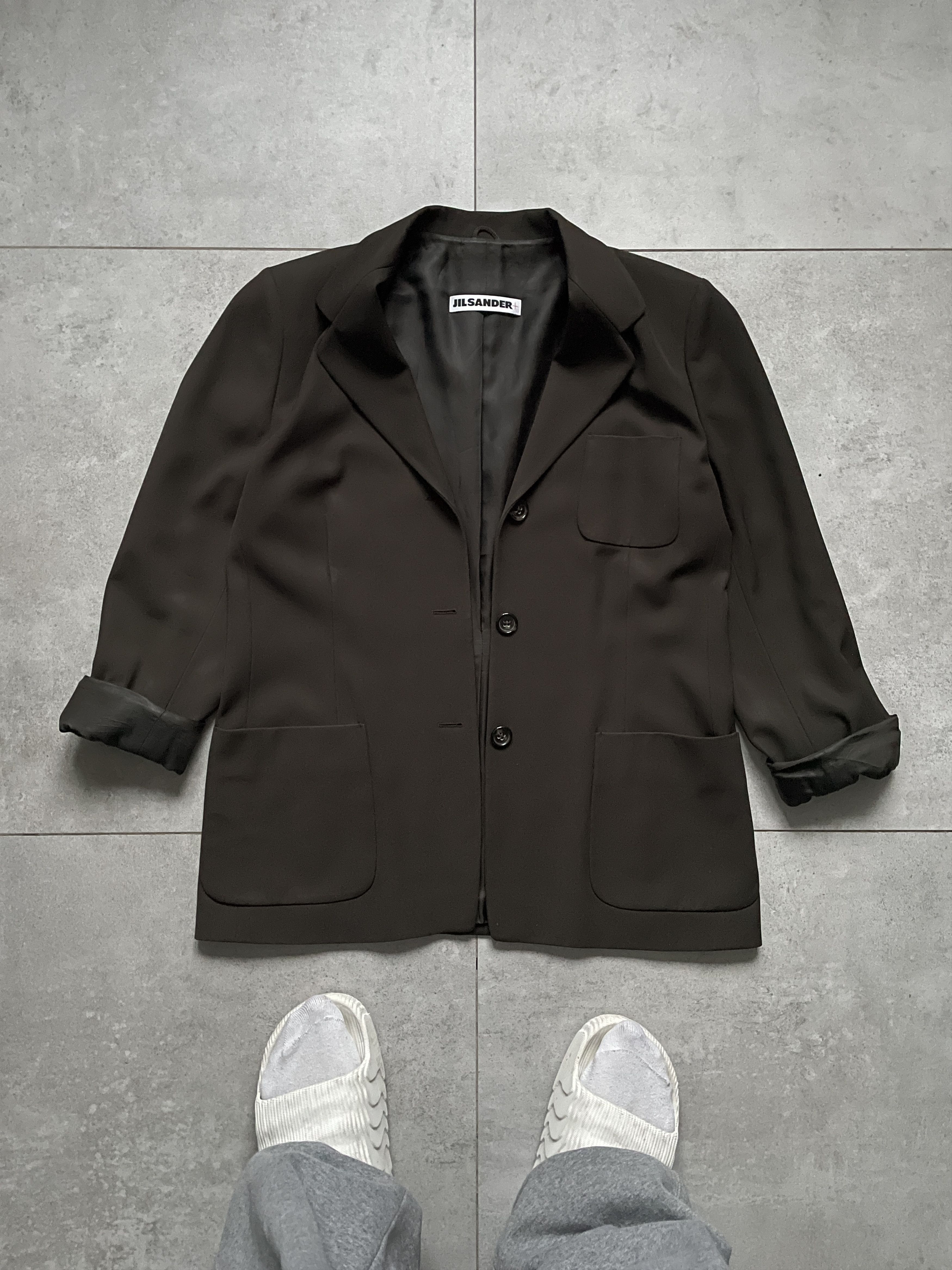 Jil Sander × Raf Simons × Vintage JIL SANDER+ PURE NEW WOOL OLIVE OVERSIZED BLAZER Size M / US 6-8 / IT 42-44 - 1 Thumbnail