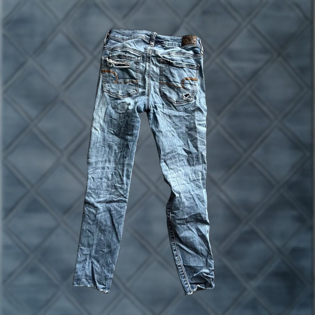 American Eagle Outfitters American Eagle Outfitters Jegging Dark Blue Distressed Crop Jeans Womens 4 High Rise 5-Pocket Denim Cotton Polyester Spandex Blue Size 27" / US 4 / IT 40 - 1 Thumbnail