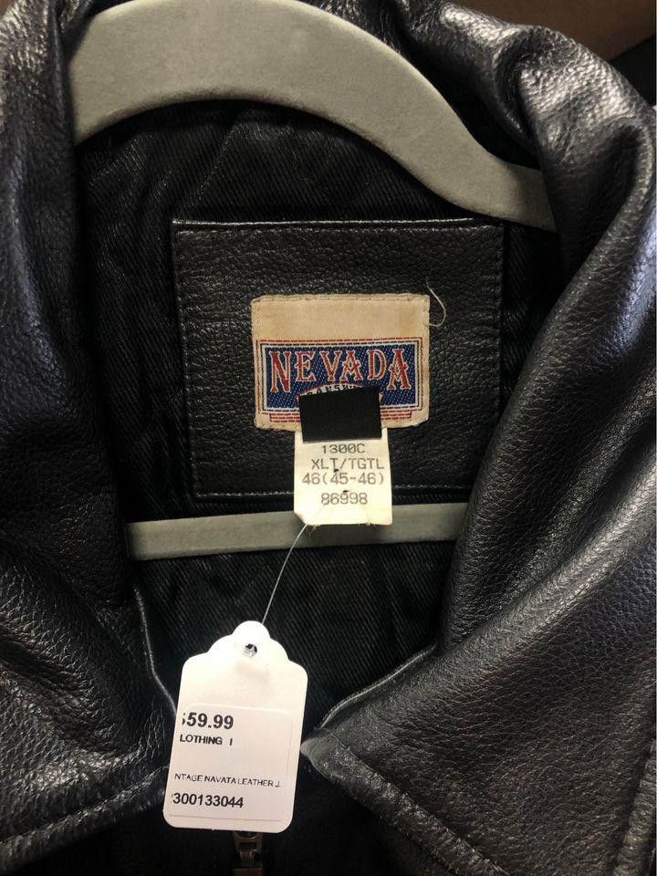 Designer Nevada Men's Black Leather Jacket - XL Tall Size ONE SIZE - 2 Thumbnail