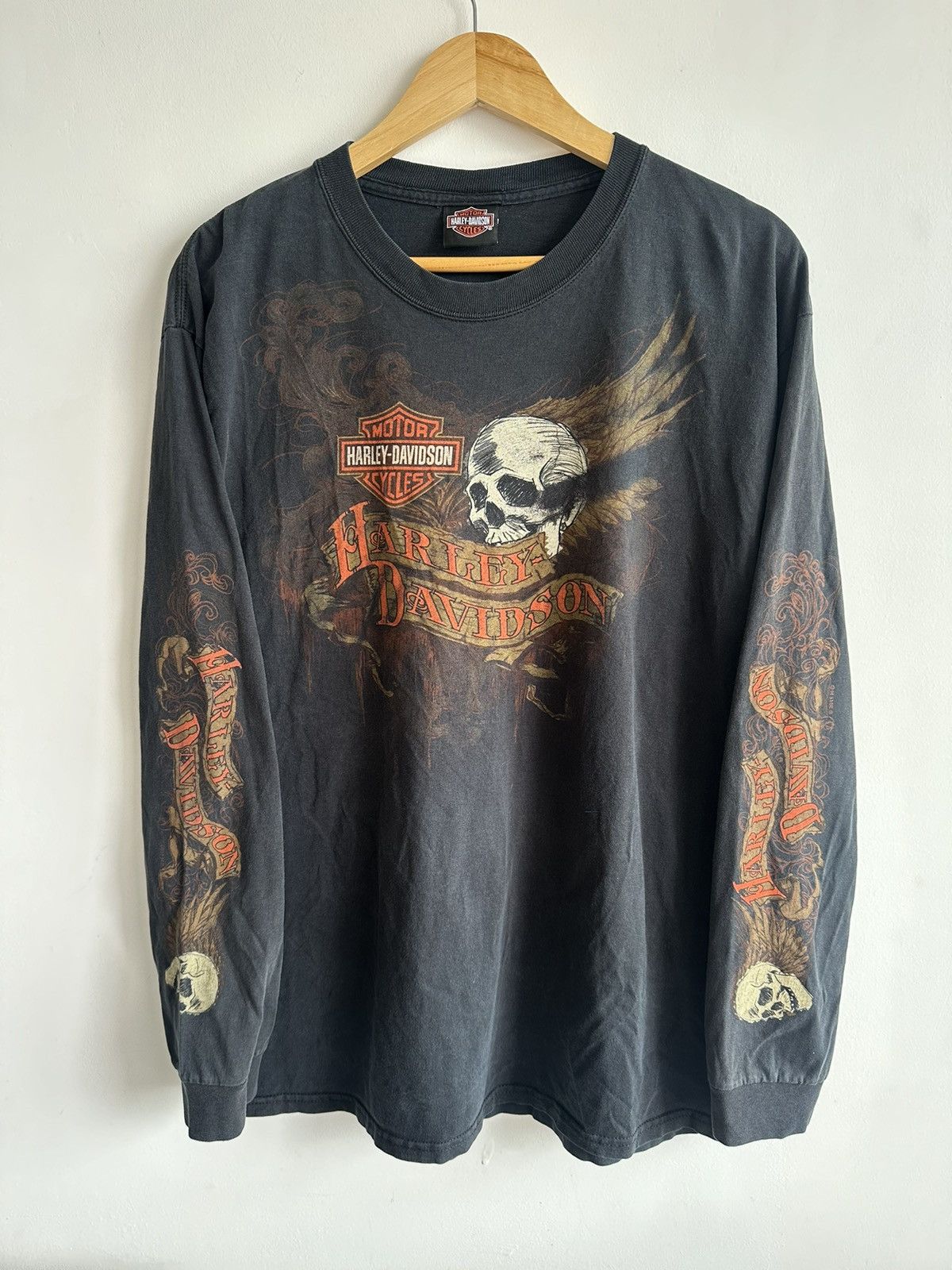 Harley Davidson Vintage Harley Davidson Skulls Long Sleeve Punk USA RARE Size US L / EU 52-54 / 3 - 1 Thumbnail