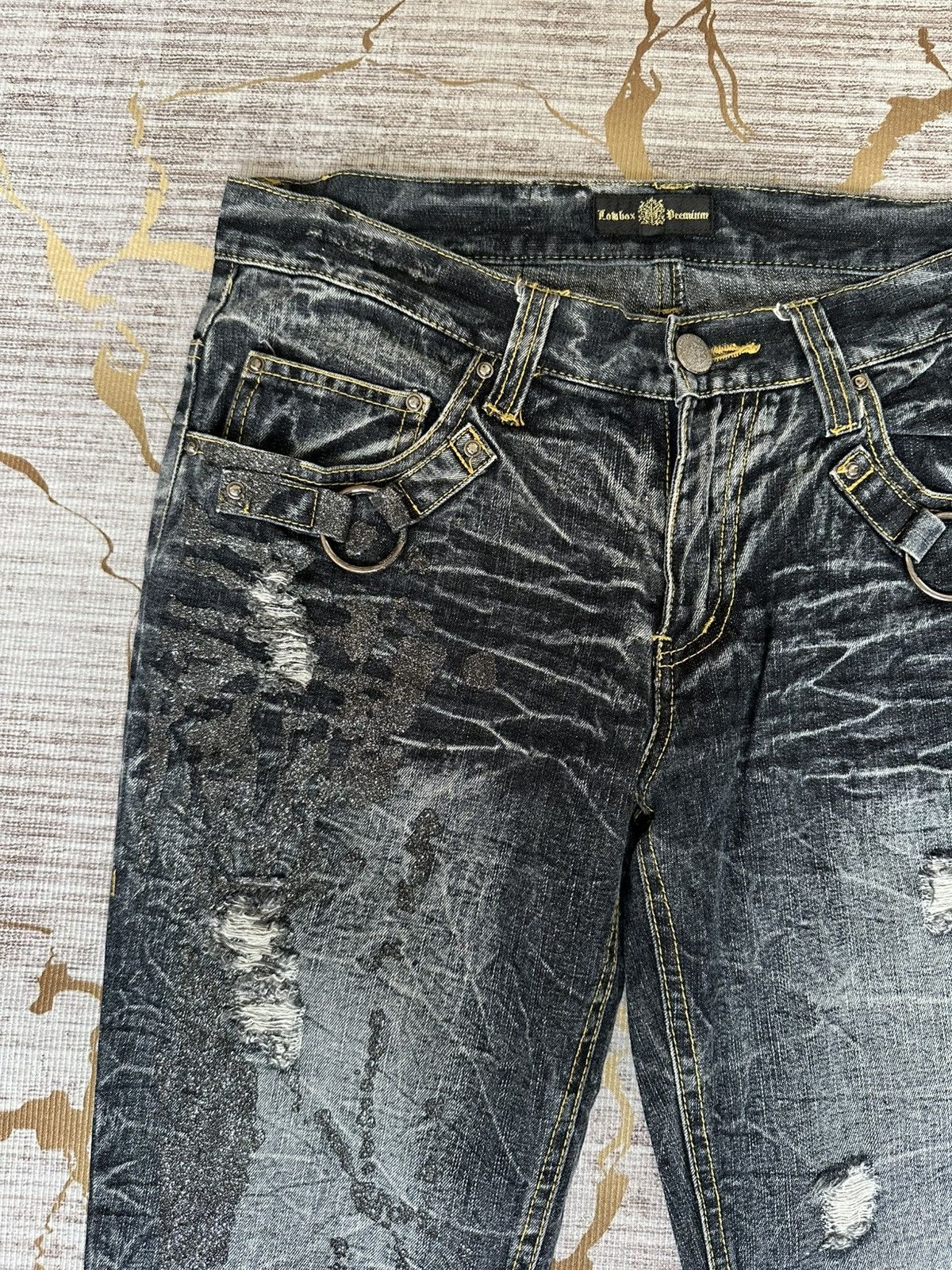 Tornado Mart FLARE Lowbox Premium Distressed Claw Marks Design Denim Size US 32 / EU 48 - 10 Thumbnail