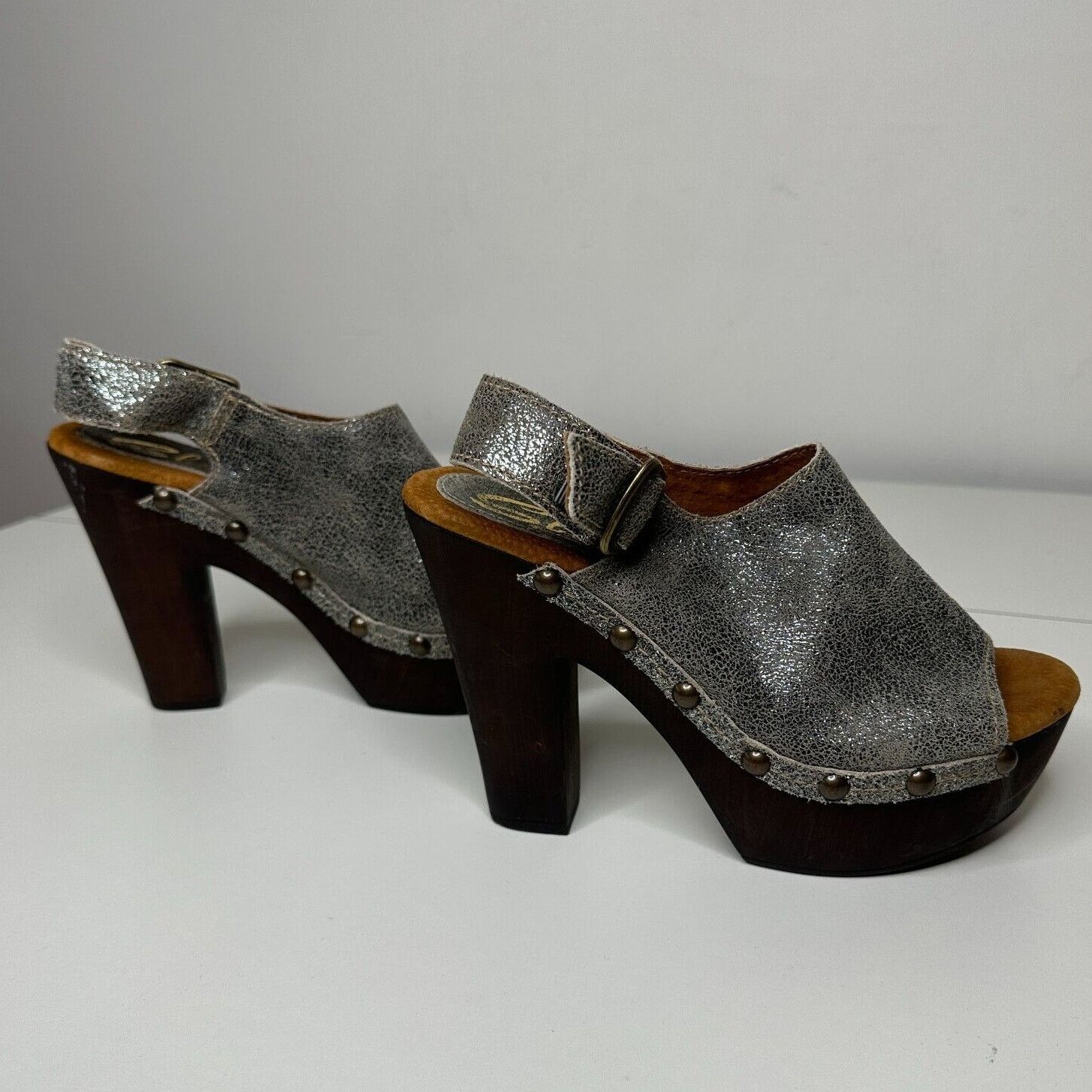 Other Sbicca Silver Leather Clunky Vintage Collection Open Toe 7 Size US 7 / IT 37 - 9 Thumbnail