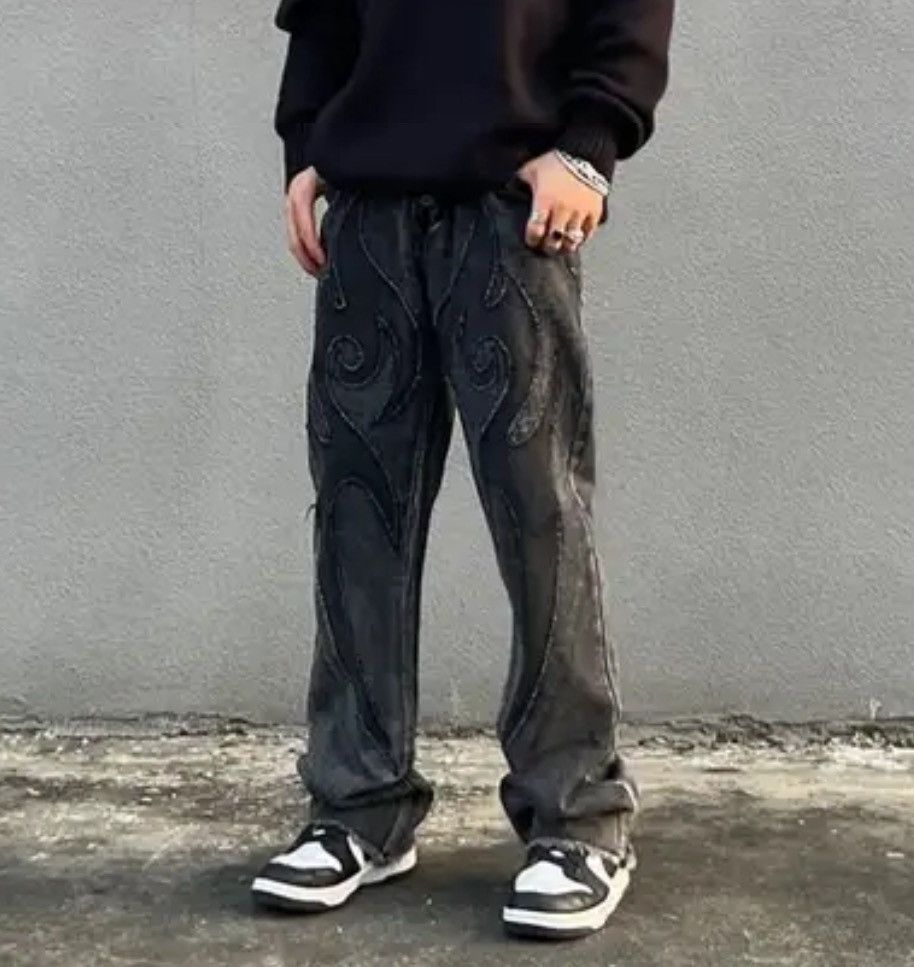 image of Retro Patchwork Denim Pant in Black, Men's (Size 35)
