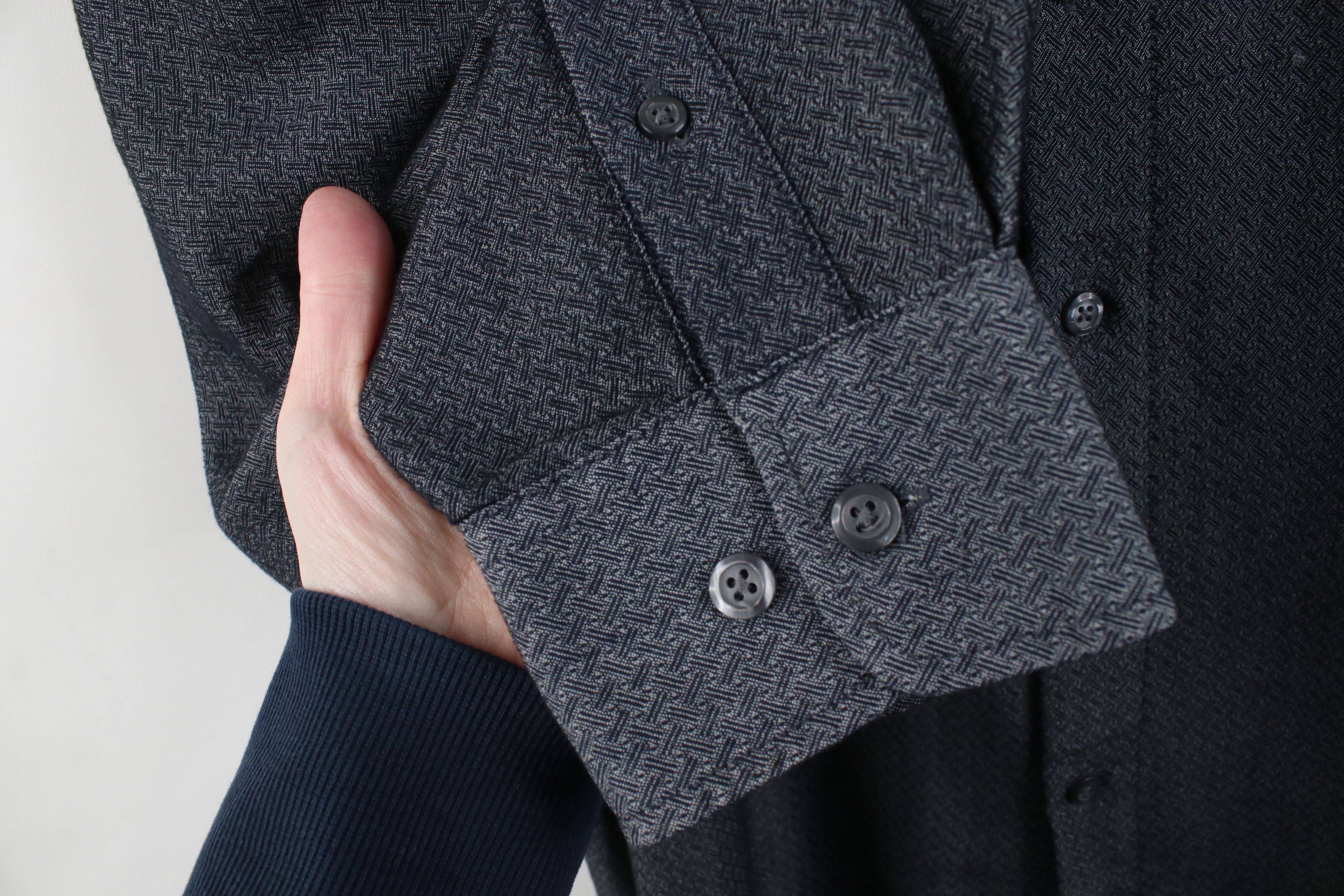 Vintage Vintage 90s Streetwear Geometric Band Collar Button Shirt Size US L / EU 52-54 / 3 - 6 Thumbnail