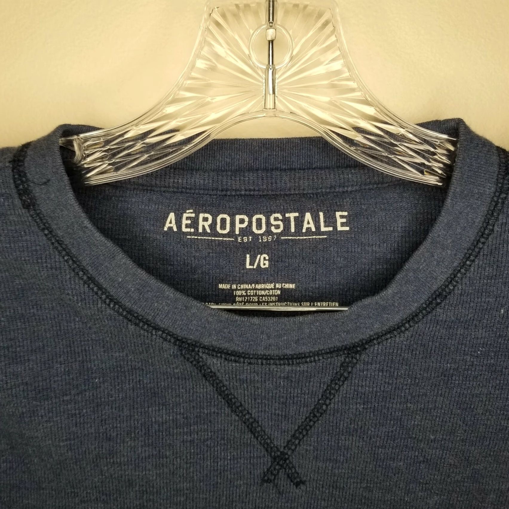 Vintage AÉROPOSTALE T-Shirt Men Long Sleeve Crew Neck Blue Size L Size US L / EU 52-54 / 3 - 3 Thumbnail
