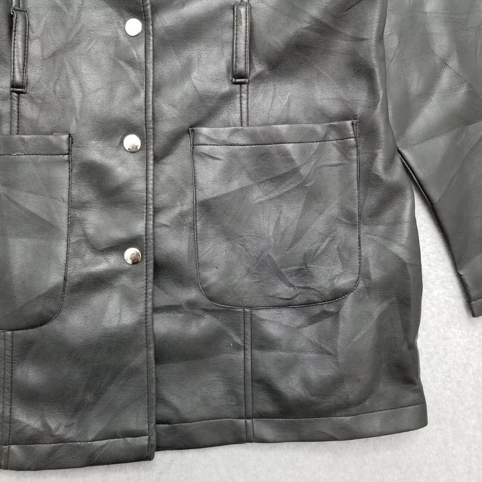 Other Highway Jacket Womens Medium Black Snap Pockets Faux Leather Size M / US 6-8 / IT 42-44 - 17 Thumbnail