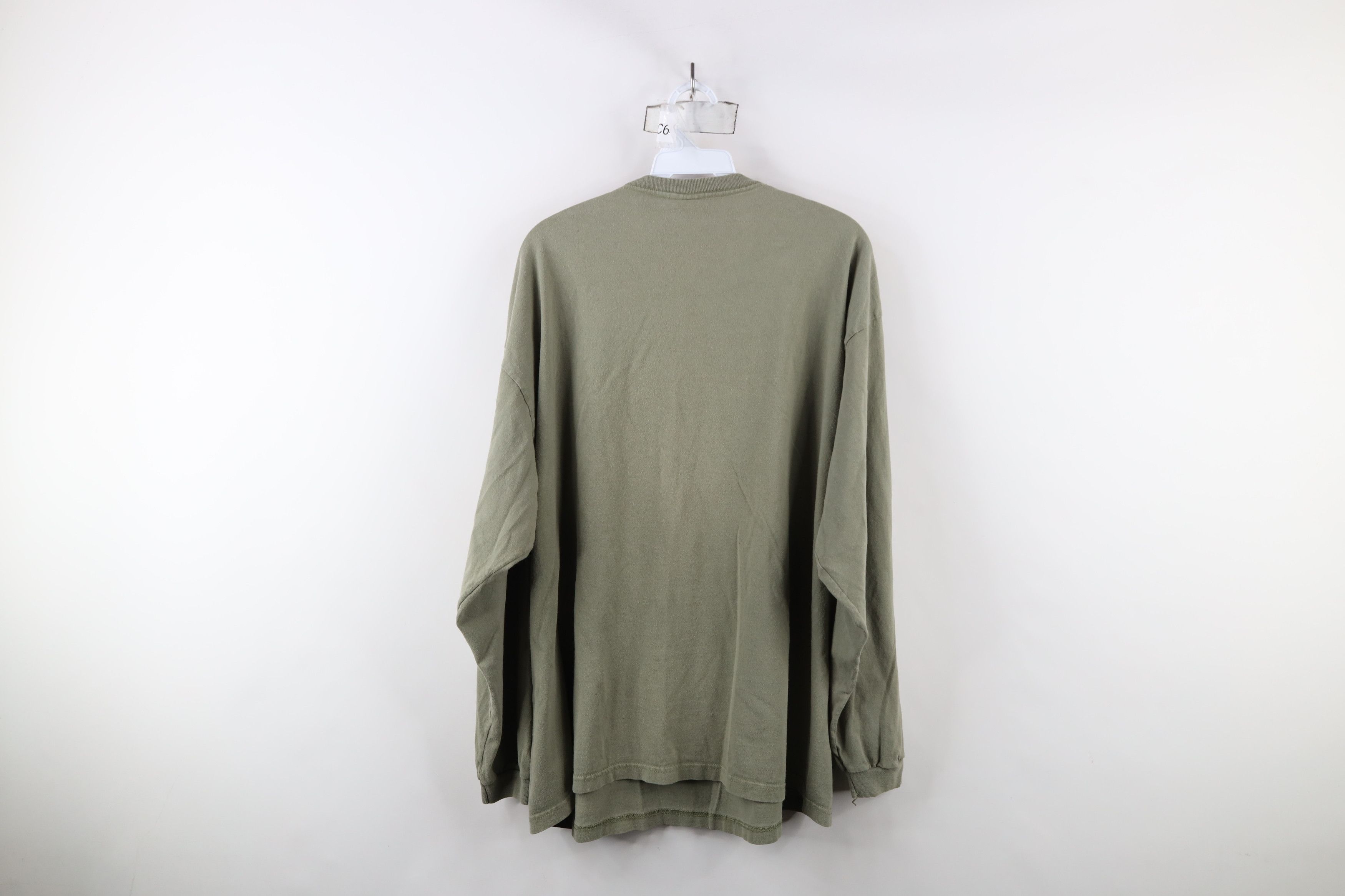Vintage Vintage 90s Streetwear Long Sleeve T-Shirt Army Green Cotton Size US XL / EU 56 / 4 - 8 Thumbnail