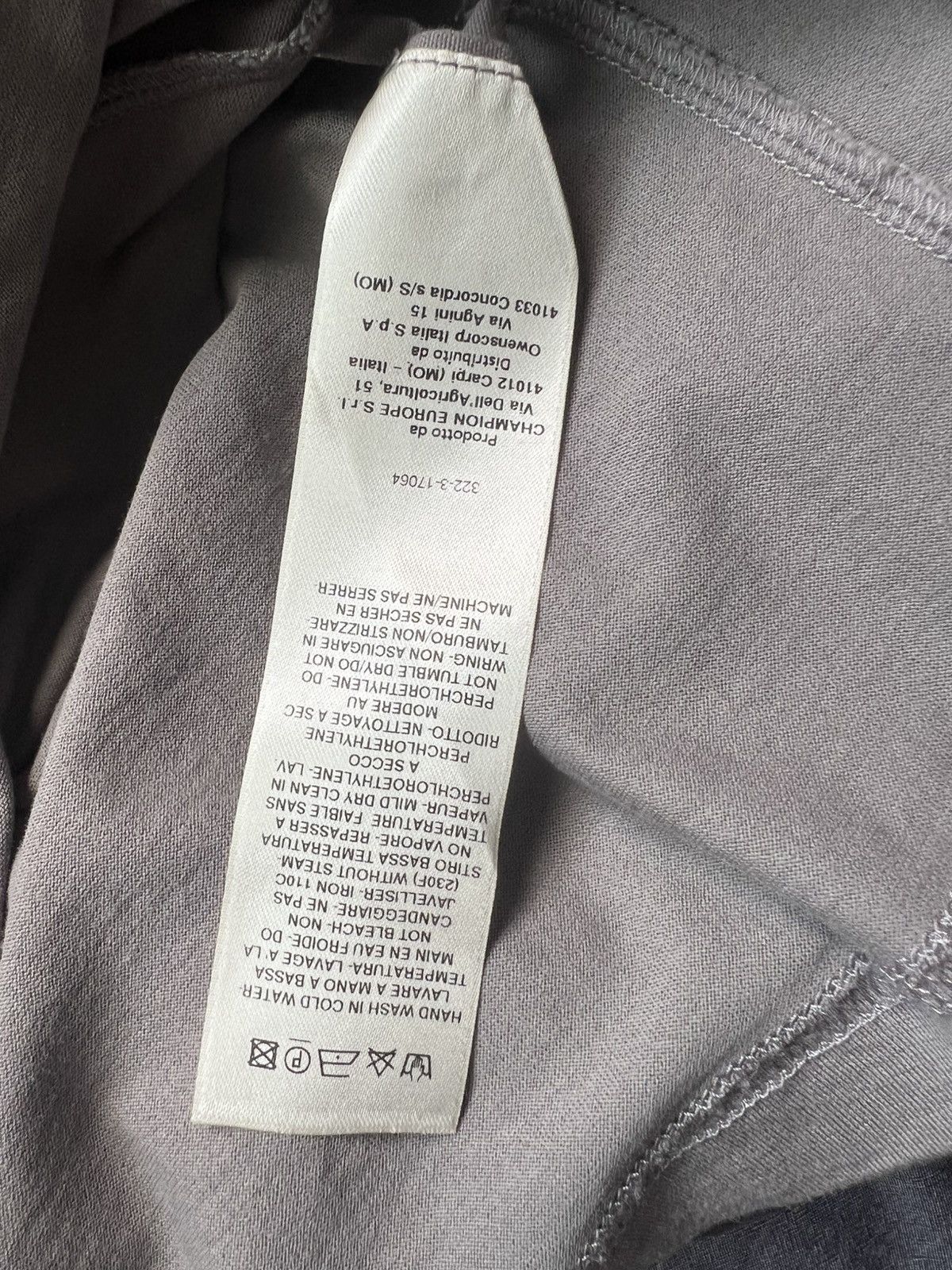 Rick Owens Rick Owens Grey Champion Edition Toga T-Shirt Size US L / EU 52-54 / 3 - 6 Thumbnail