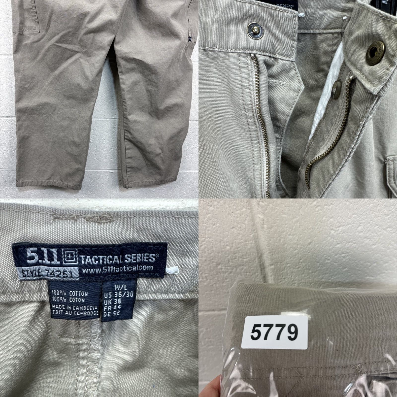Vintage 5.11 Tactical Series Pants Mens 36x30 Beige Cargo Ripstop Workwear 74251 Size US 36 / EU 52 - 9 Thumbnail