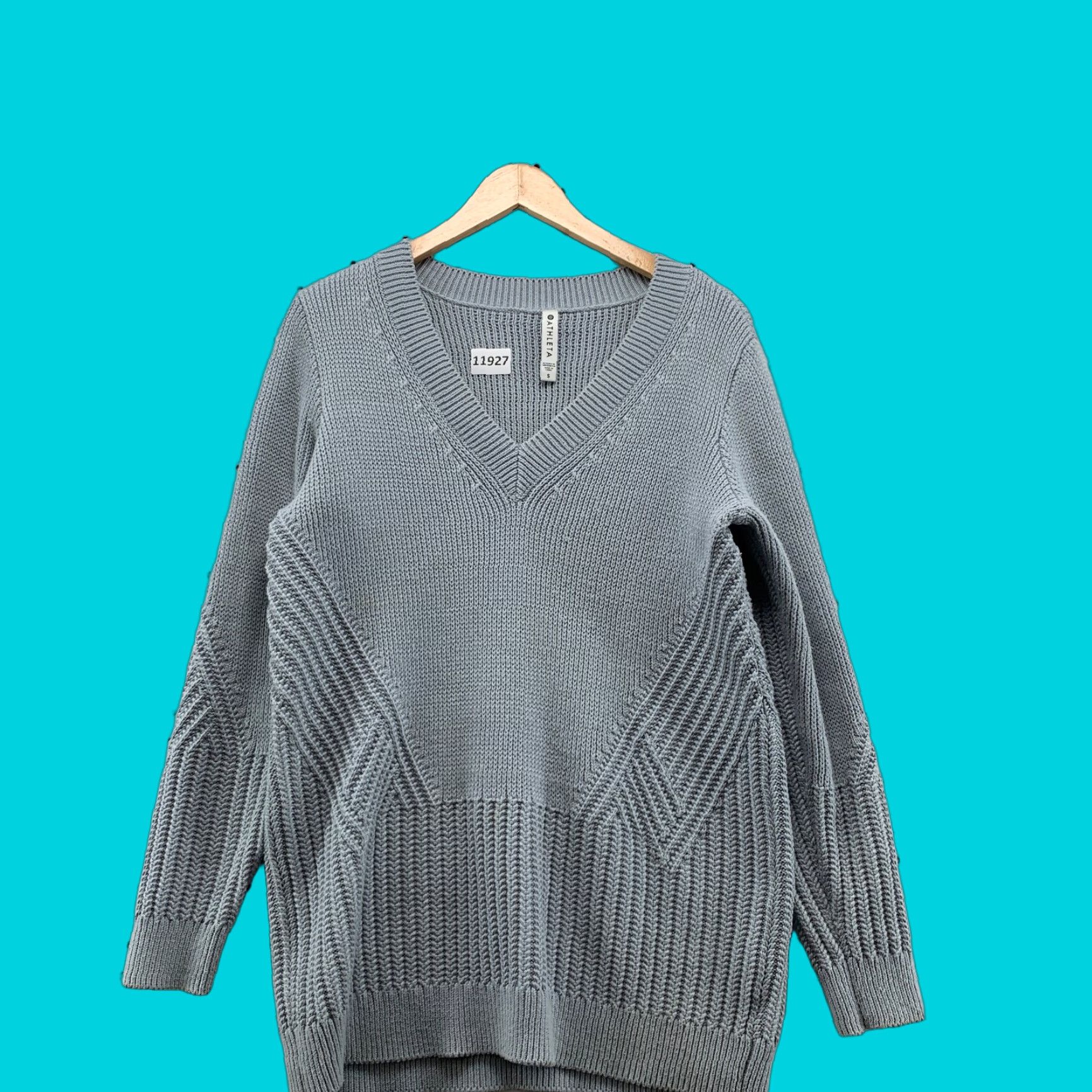 Athleta Athleta Women's Gray Ribbed Knit V-Neck Pullover Sweater Small Size S / US 4 / IT 40 - 1 Thumbnail