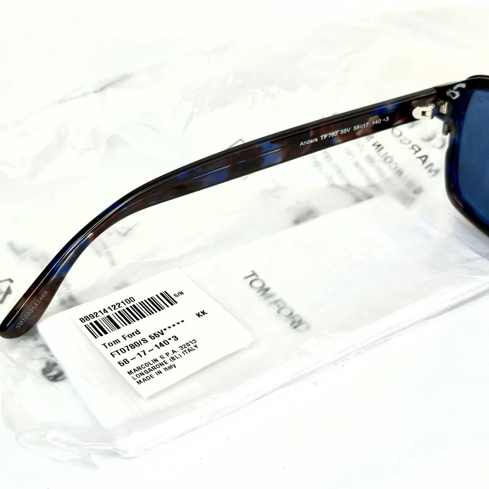 Tom Ford TOM FORD ANDERS TF780 780 Blue Unisex Sunglass FT0780 55V Size ONE SIZE - 2 Thumbnail