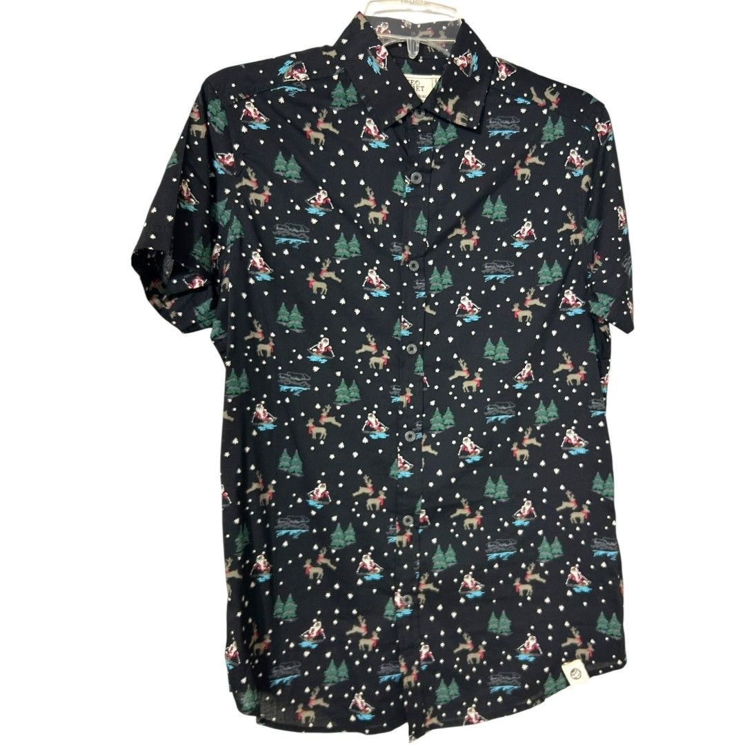 Free Planet Free Planet Skiing Santa Clause Christmas Button-Up Shirt - Size US S / EU 44-46 / 1 - 1 Thumbnail