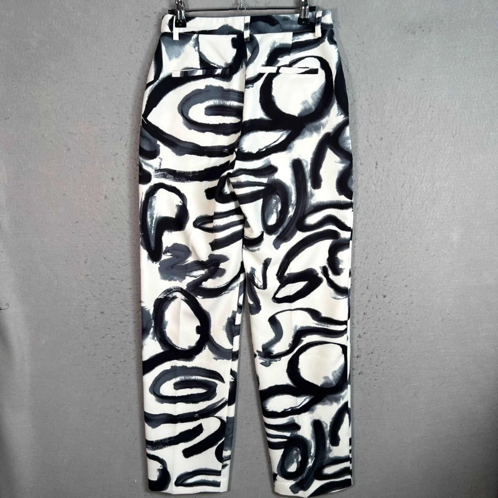 Vintage NA-KD Womens 36 Black & White Printed Straight Leg Pants Size 26" / US 2 / IT 38 - 2 Thumbnail