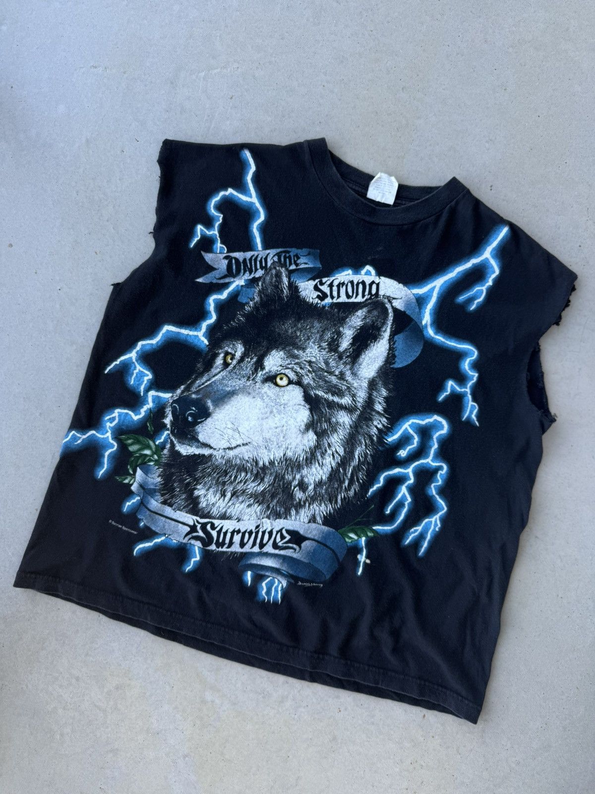 Vintage Vintage 90s American Thunder Lightning Biker Cutoff T-Shirt Size US XL / EU 56 / 4 - 3 Thumbnail