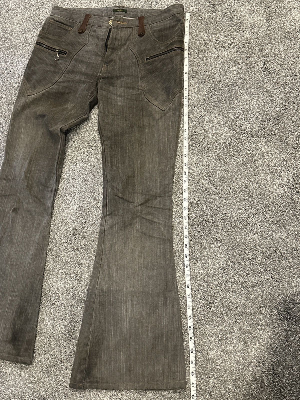 Obelisk Obelisk Y2K Flare Denim Leather patched Size US 33 - 17 Thumbnail