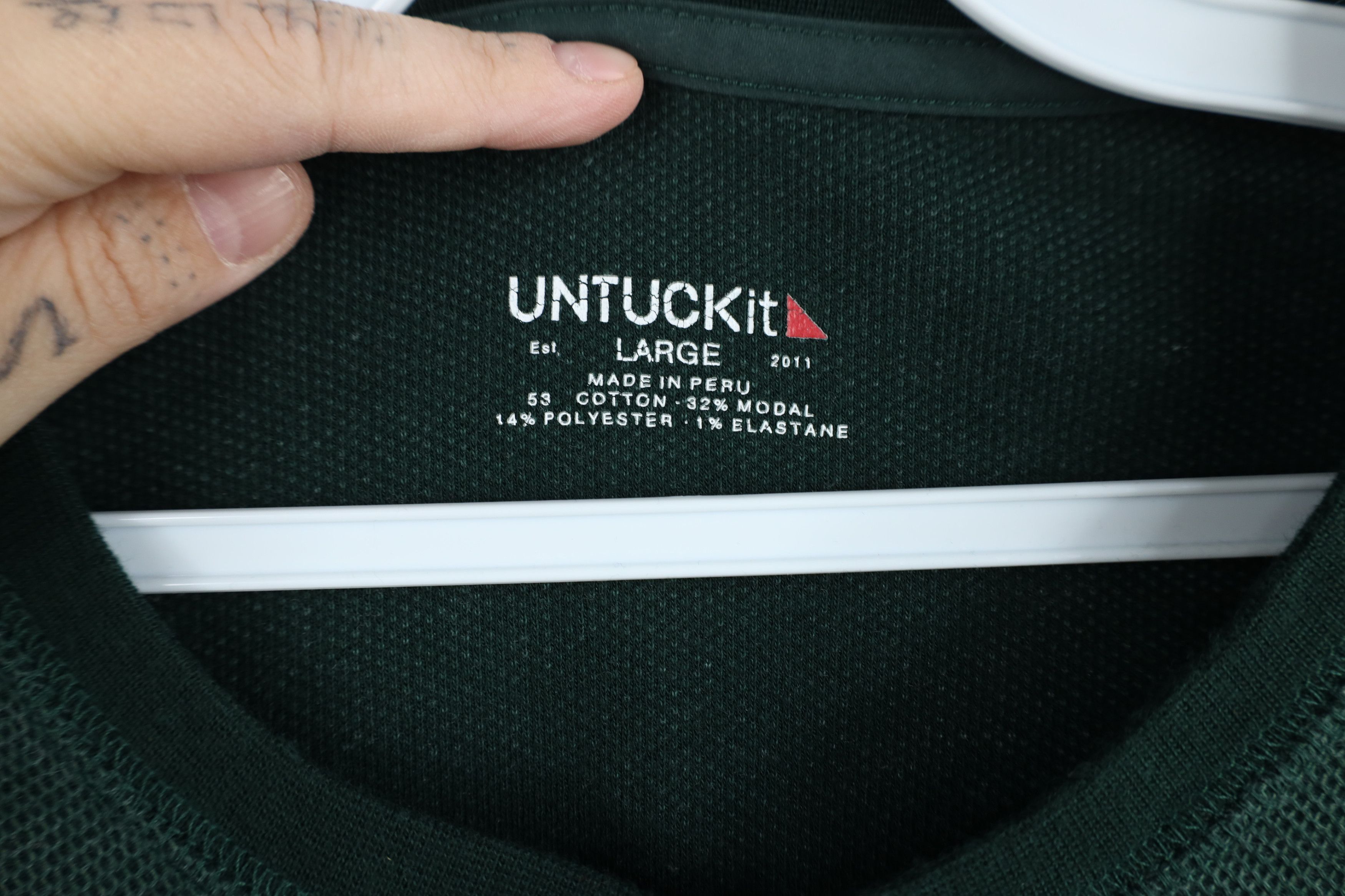 UNTUCKit Untuckit Waffle Knit Henley Long Sleeve T-Shirt Green Size US L / EU 52-54 / 3 - 4 Thumbnail