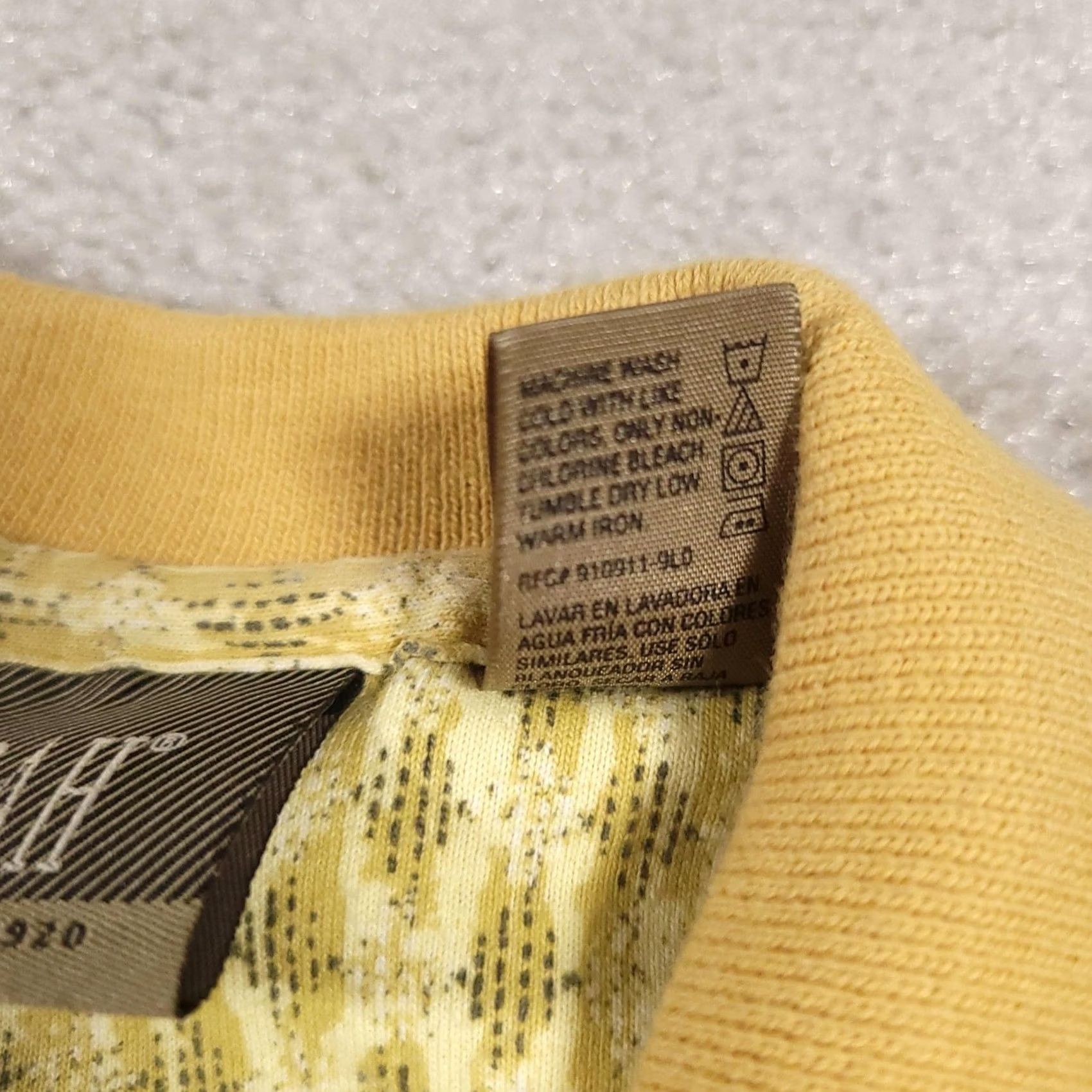 Farah Farah Polo Shirt Mens Large Yellow Geometric Pattern Pocket 100% Cotton Casual Size US L / EU 52-54 / 3 - 7 Thumbnail