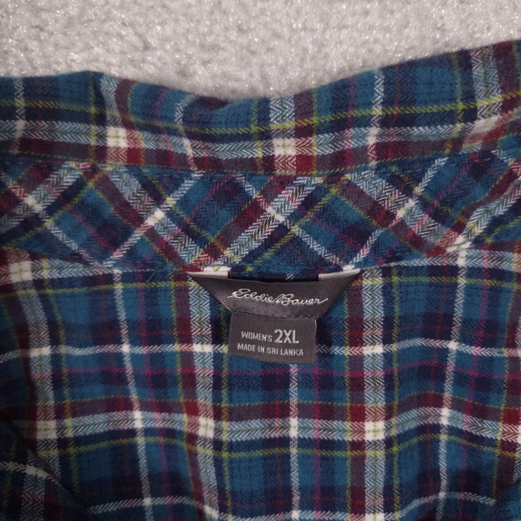 Eddie Bauer VINTAGE? No. Eddie Bauer Shirt Womens 2XL Blue Plaid Flannel Collared Long Sleeve Tunic Top Size XXL / US 16-18 / IT 52-54 - 5 Thumbnail