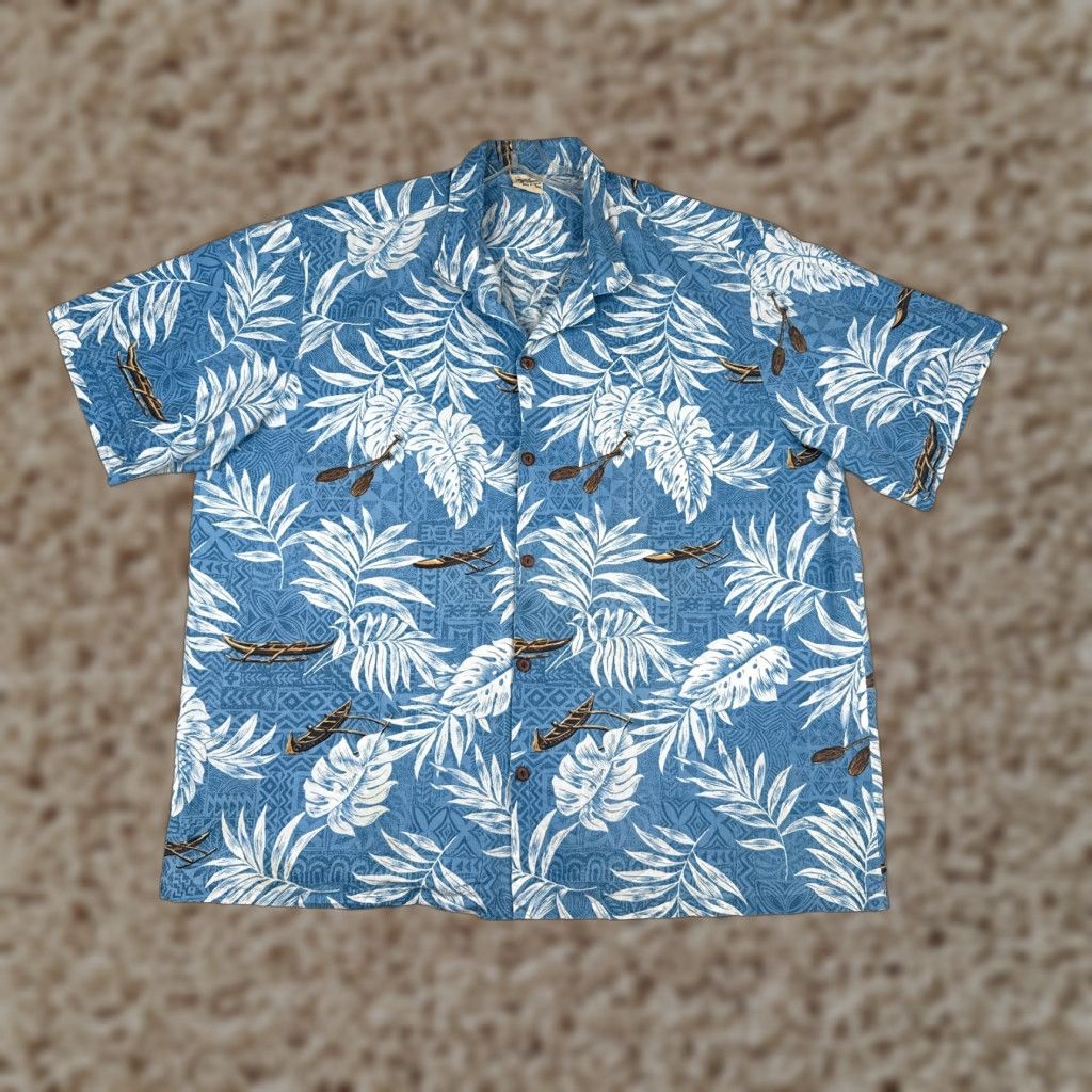 Vintage VINTAGE Royal Creations Hawaiian Shirt Men 3XL XXXL Blue Floral Boat Polyester Blend Size US XXL / EU 58 / 5 - 1 Thumbnail