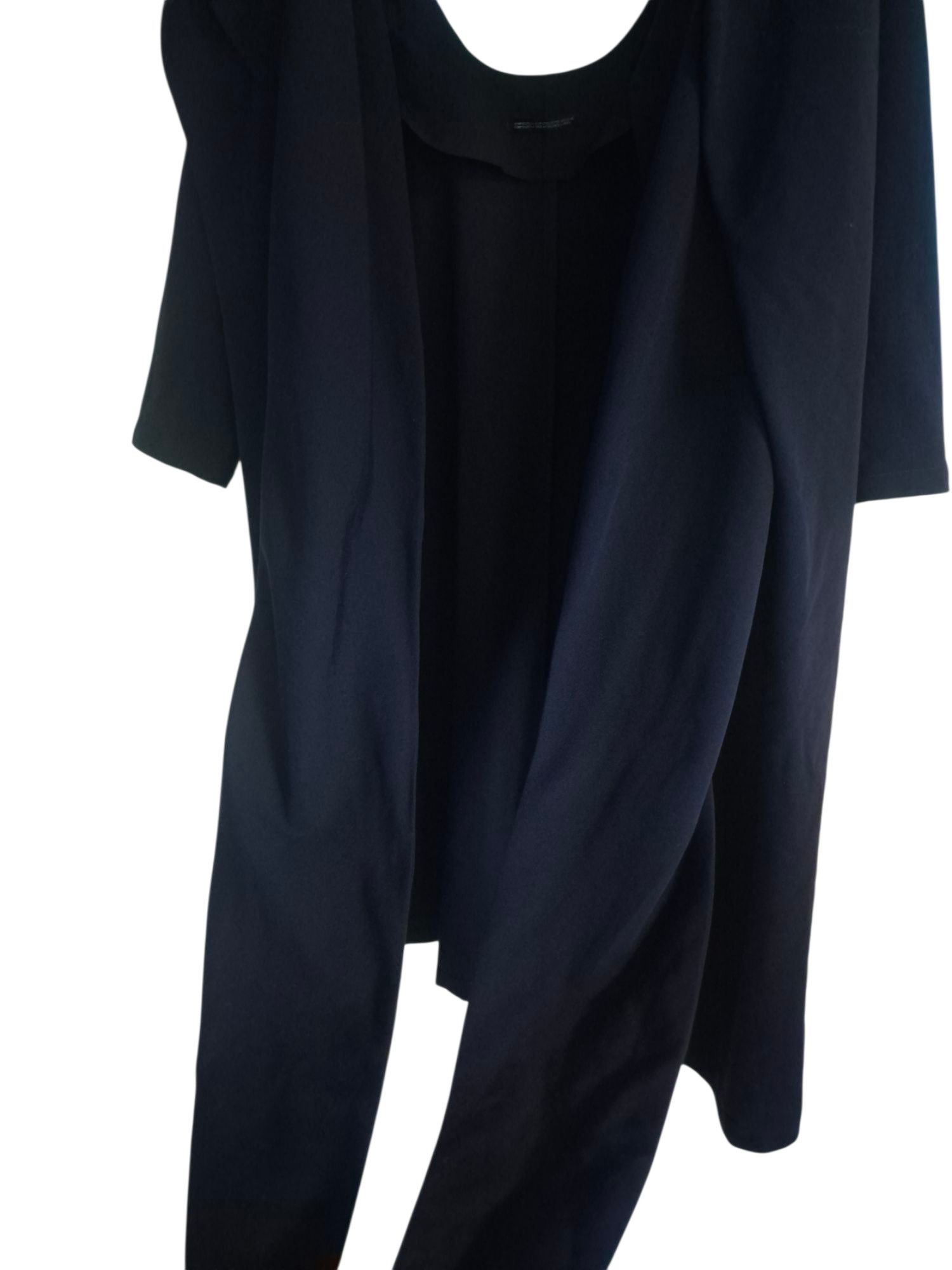 Yohji Yamamoto 90s Yohji Yamamoto Femme Dark Navy Wool Gabardine Drape Coat Size S / US 4 / IT 40 - 7 Thumbnail