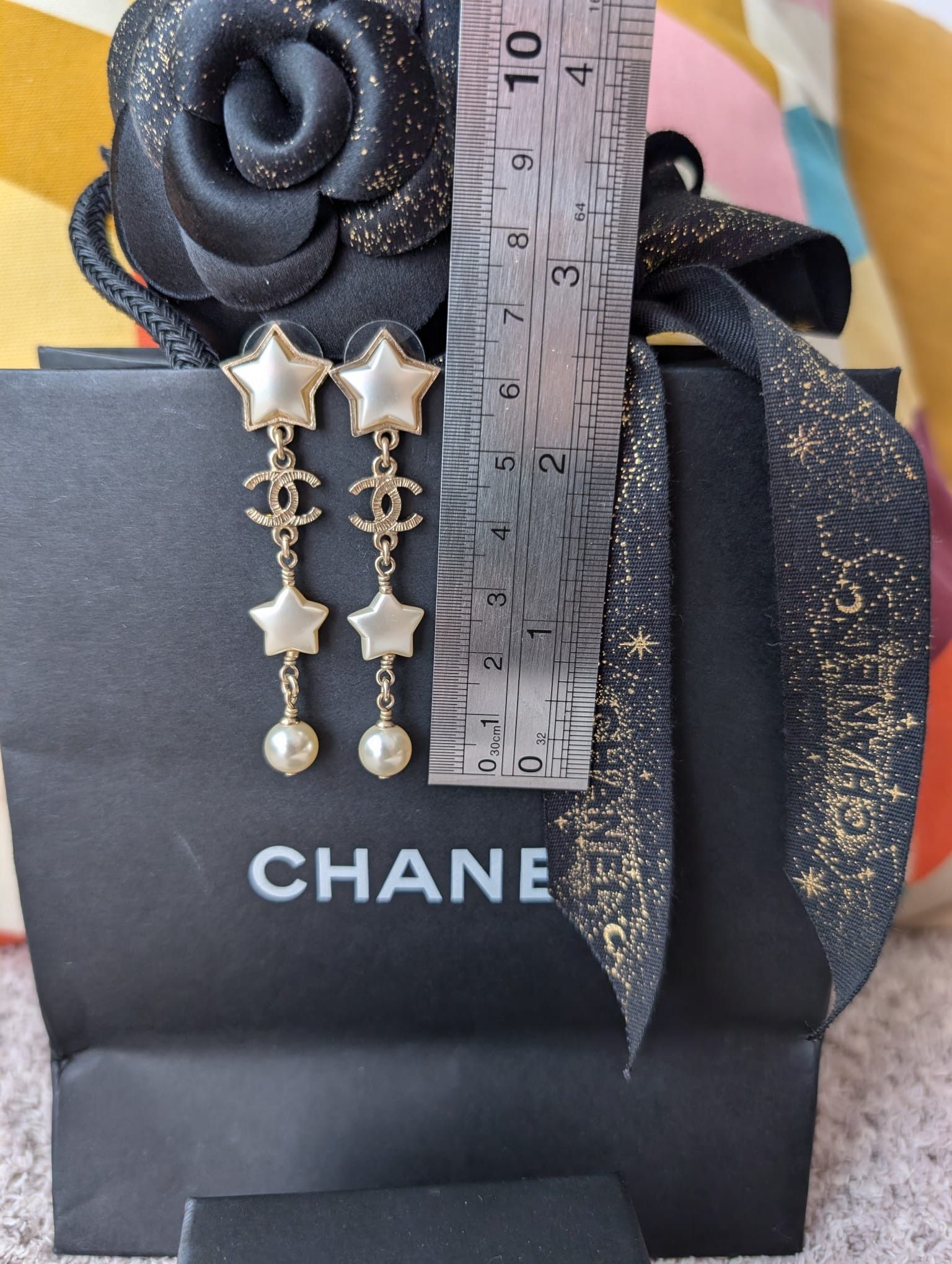 Chanel Chanel CC A17B GHW Pearl Star Long Logo Earrings box Size ONE SIZE - 13 Thumbnail