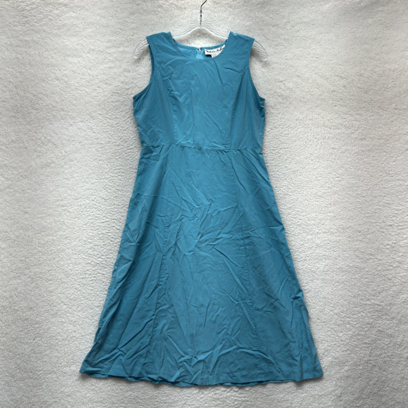 Vintage VINTAGE 90s Y2K Silk Dress 12P Petite Shift A-Line Midi Mod Blue Size XL / US 12-14 / IT 48-50 - 2 Thumbnail
