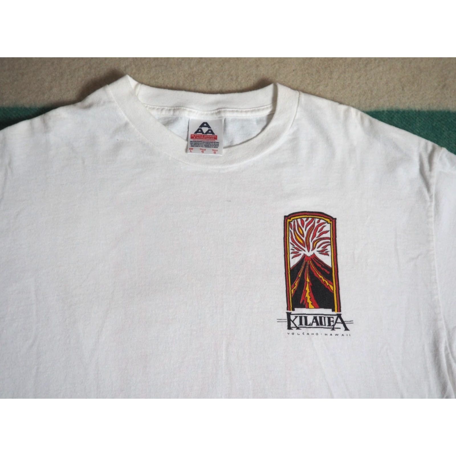 AAA VINTAGE AAA Kilauea Hawaii Volcano Travel Art White L/S Tee T-Shirt Mens L Size US L / EU 52-54 / 3 - 6 Thumbnail