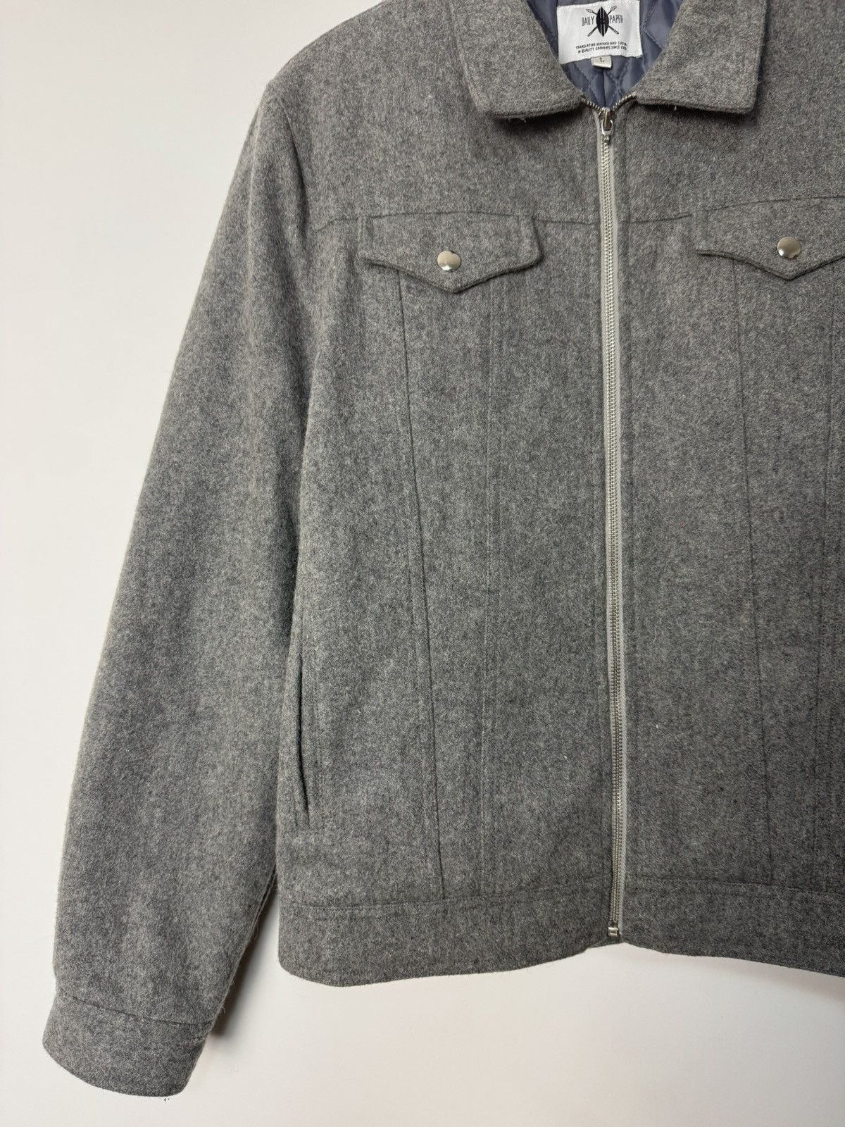 Daily Paper Daily Paper Vintage Grey Wool Trucker Jacket Basic Stlye Size US L / EU 52-54 / 3 - 4 Thumbnail