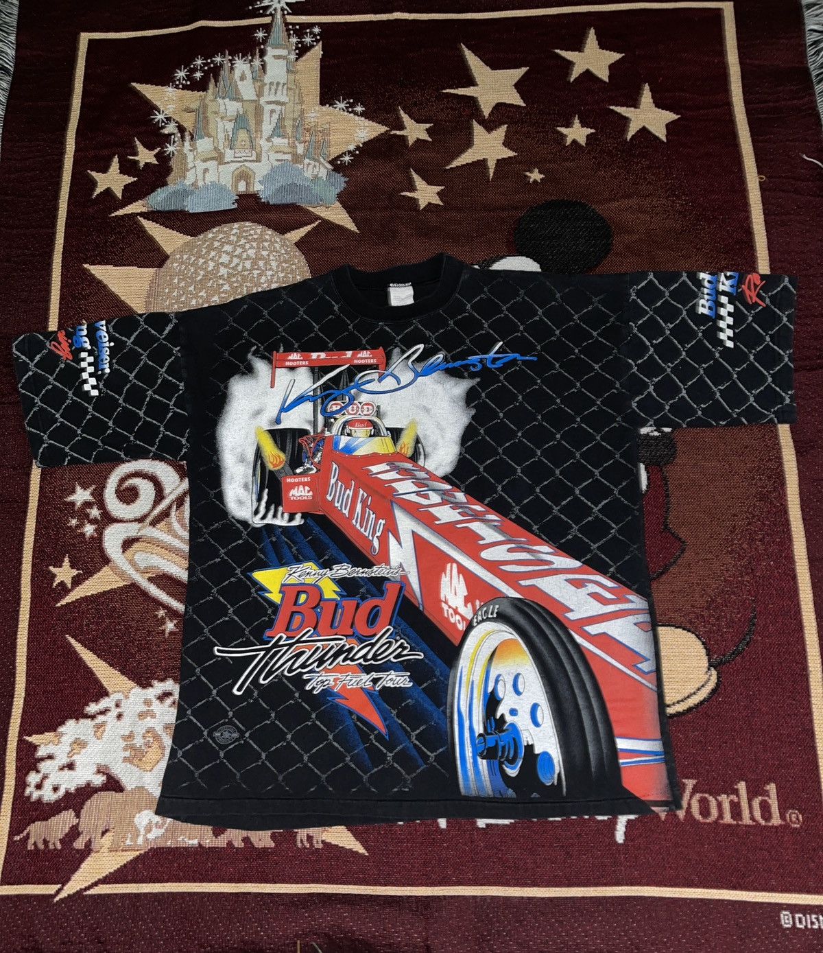 image of Nascar x Vintage 90's Kenny Bernstein Mac Racing Bud King Aop Tshirt in Black, Men's (Size Large)
