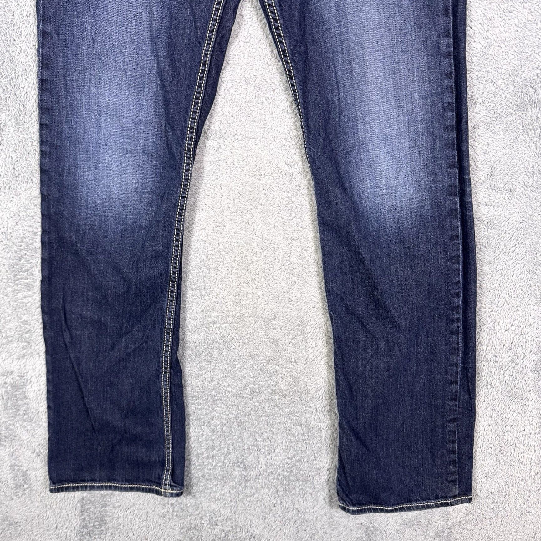 Vintage BKE Jake Jeans Mens 32XL Blue Straight Dark Wash Mid Rise Whisker Stretch Denim Jeans 5-Pocket Regular Inseam 34in Size US 32 / EU 48 - 3 Thumbnail