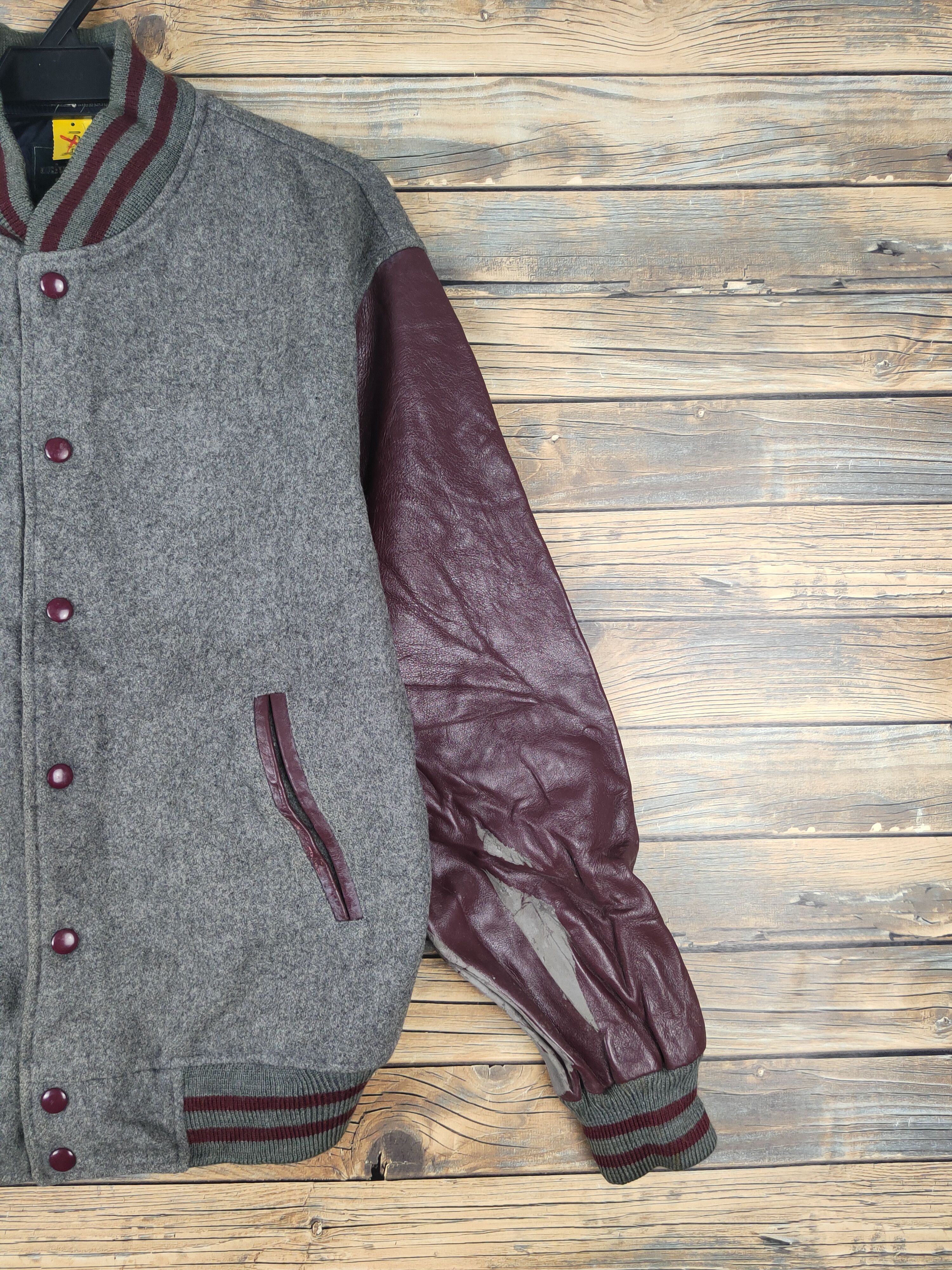 Leather University Shop Gray Maroon Leather Varsity Jackets #W1073 Size US L / EU 52-54 / 3 - 7 Thumbnail