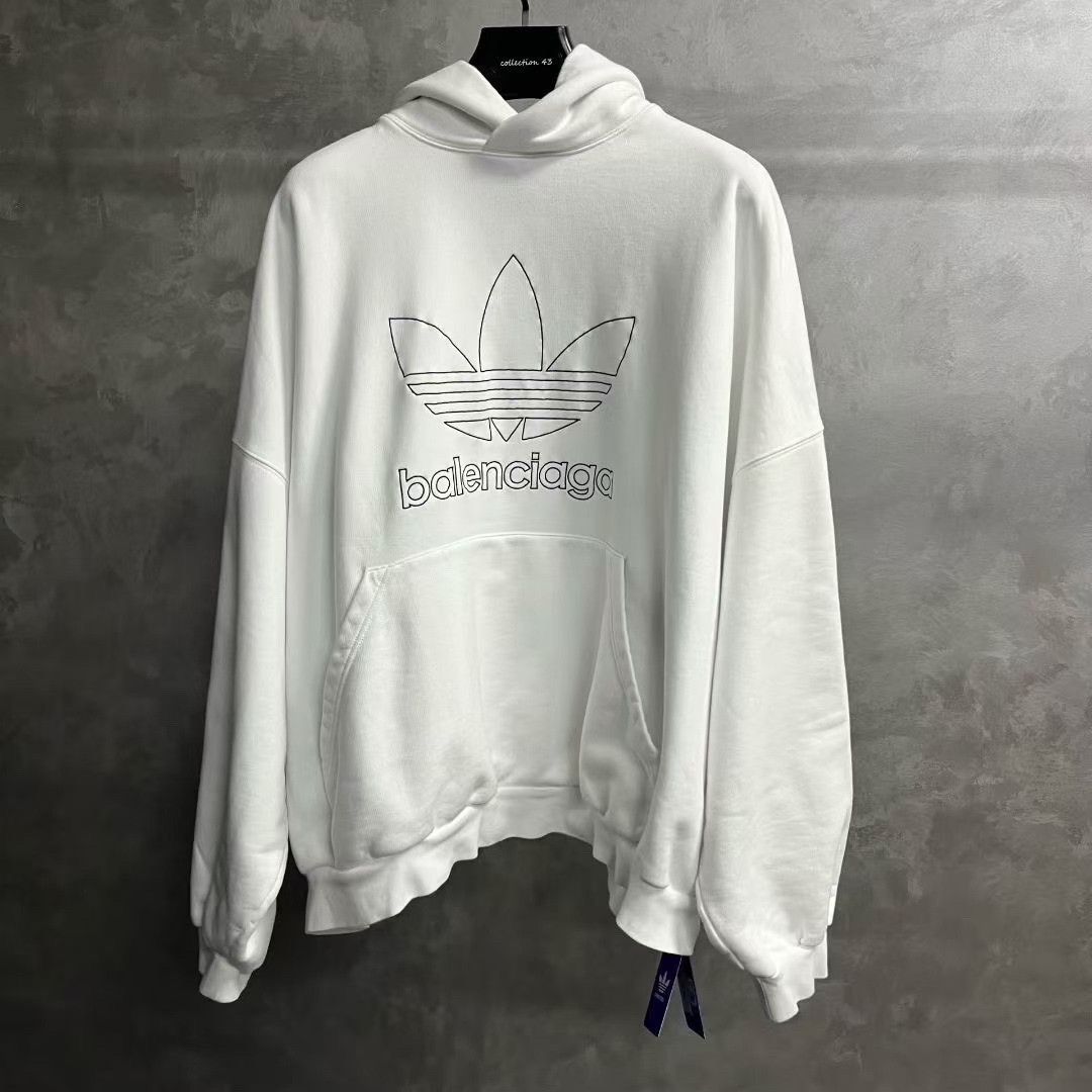 Balenciaga Balenciaga Logo Print White Hoodie Size US L / EU 52-54 / 3 - 1 Thumbnail
