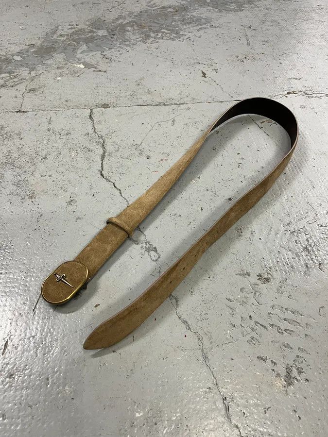 Vintage Cesare Paciotti Dagger Buckle Belt Beige Suede Belt Size ONE SIZE - 3 Thumbnail