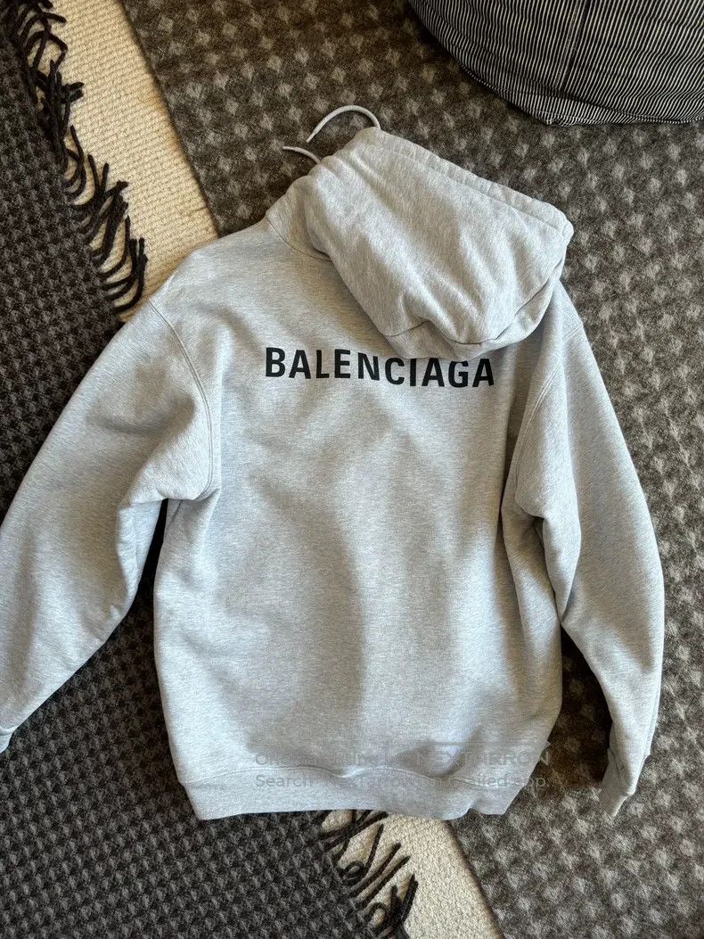Balenciaga Balenciaga Gray sweatshirt hoodie with front and back lett Size US M / EU 48-50 / 2 - 2 Thumbnail