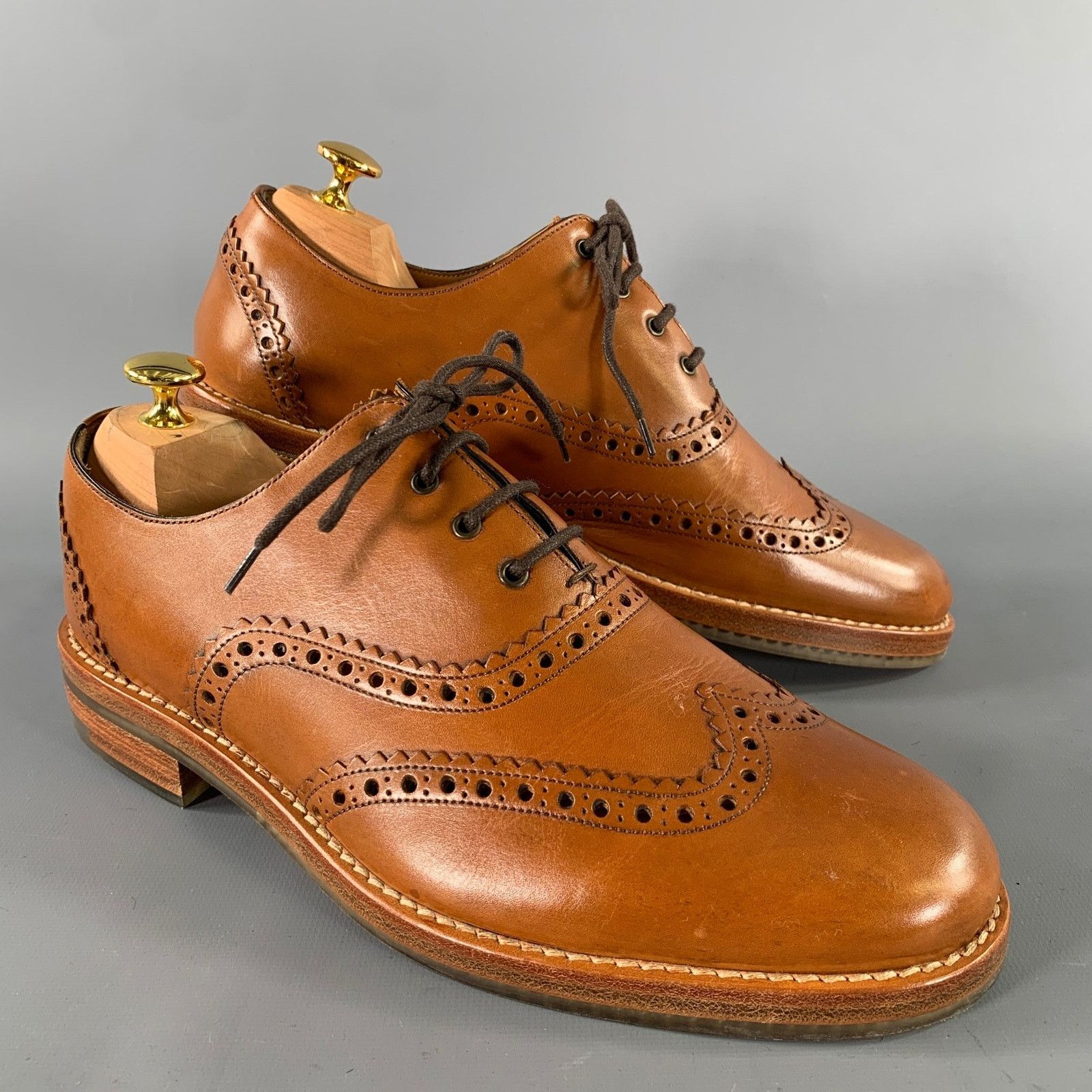 Marc Jacobs MARC JACOBS Sz 8 Brown Window Pane Leather Wingtip Lace Up Size US 8 / EU 41 - 1 Thumbnail