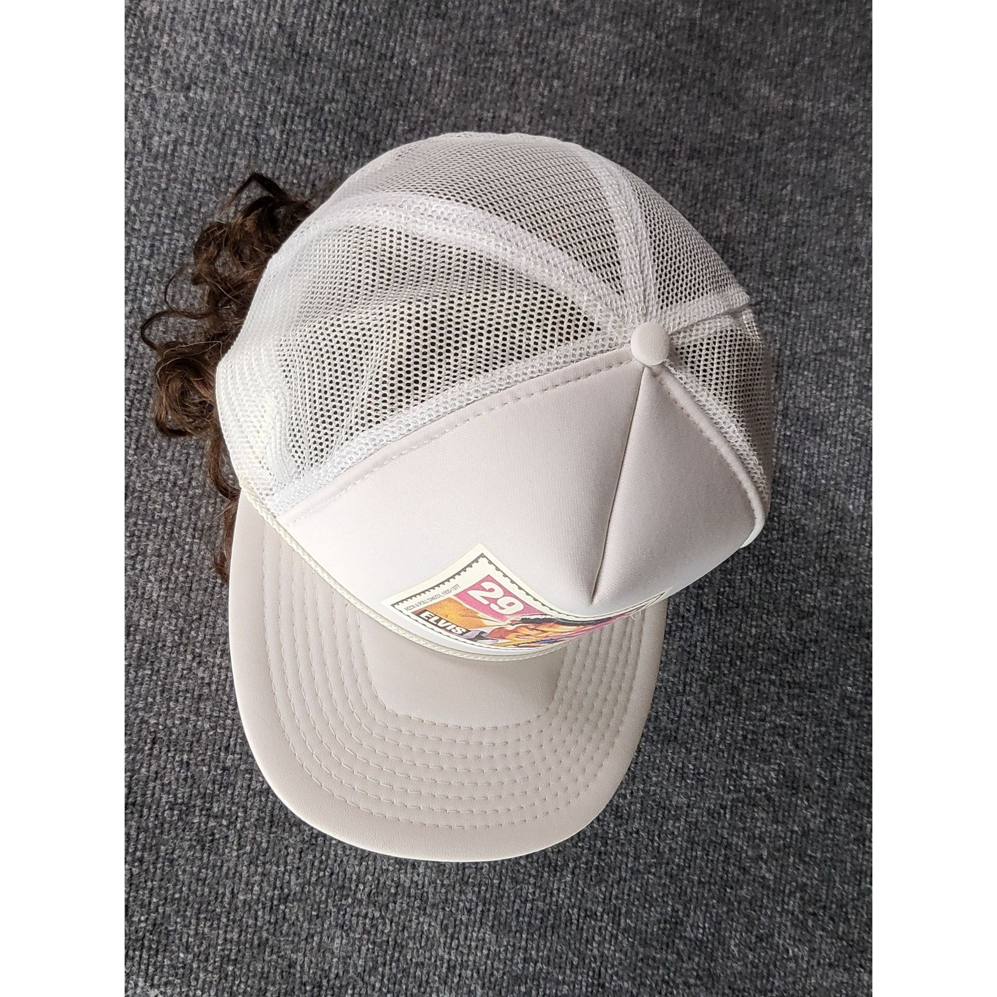 Vintage Vintage Elvis Postage Stamp Snapback Hat Rope Trucker White Size ONE SIZE - 6 Thumbnail