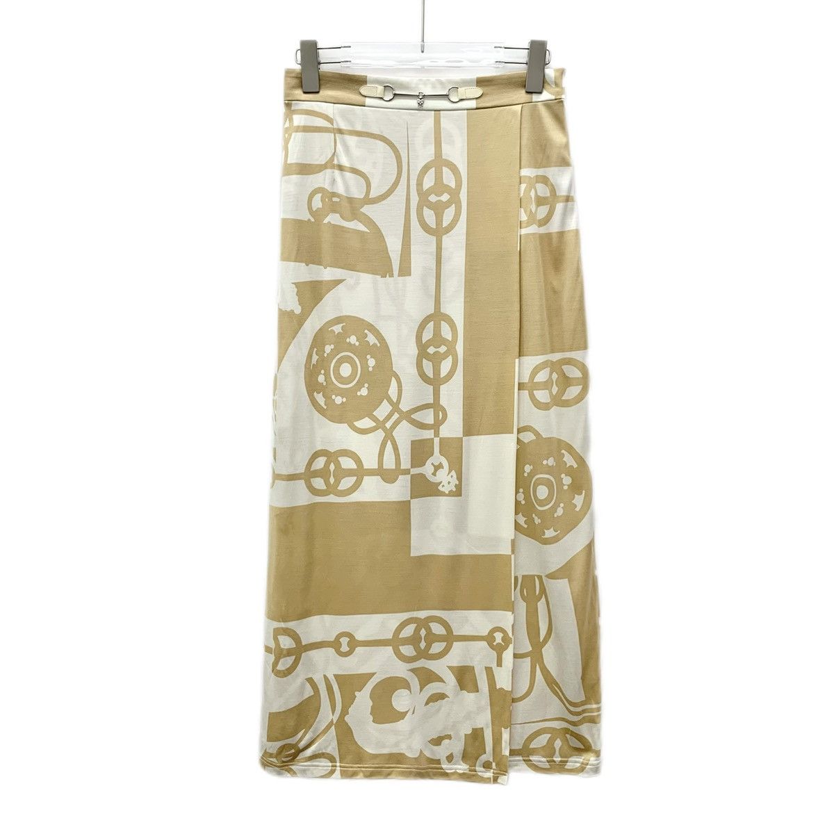 Hermes Hermes Color-blocked Lock Print Slit Silk Knit Skirt K26WX Size 25" / US 0 / IT 36 - 1 Thumbnail