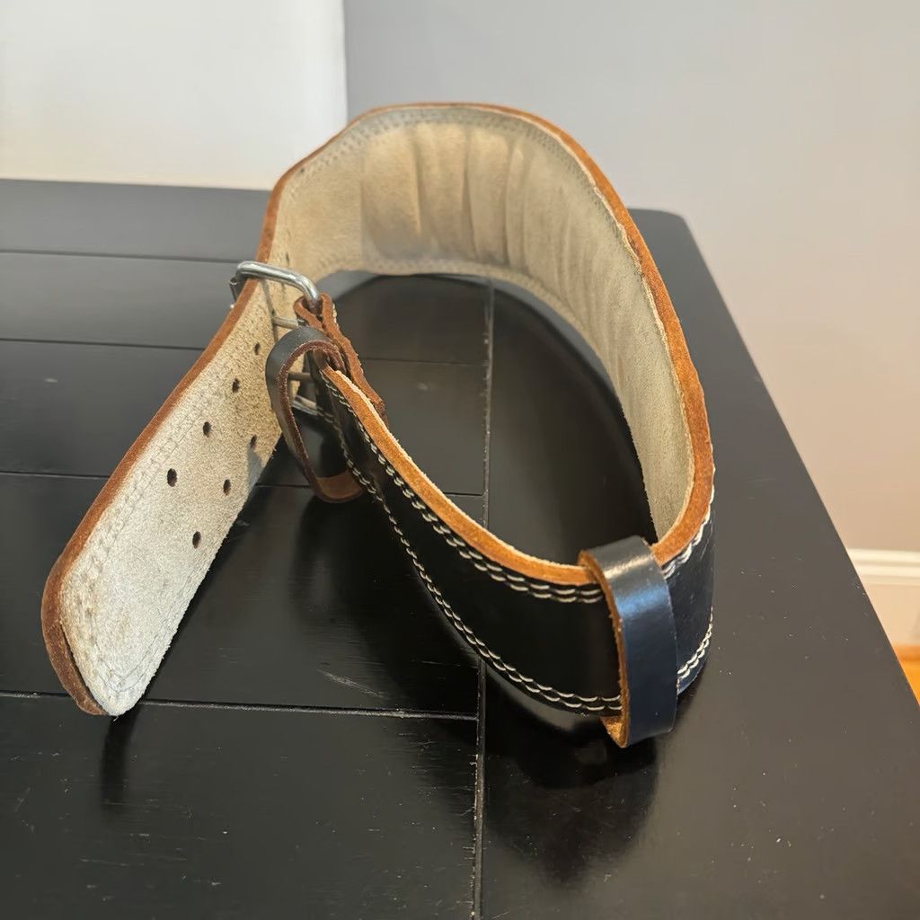 Leather leather weightlifting belt workout belt squat belt deadlift Size ONE SIZE - 2 Thumbnail