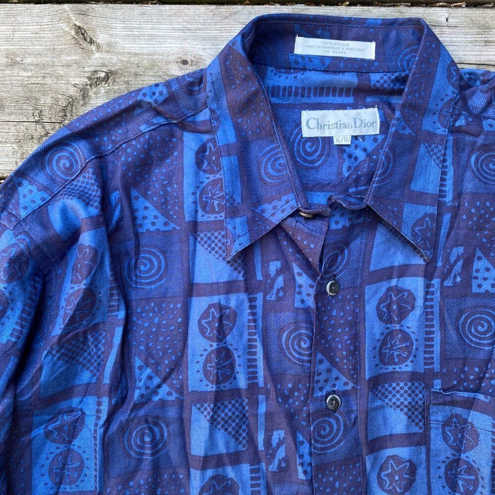 Dior Vintage 1997 Christian Dior Circle Pattern Button Up Dress Size US XL / EU 56 / 4 - 8 Thumbnail