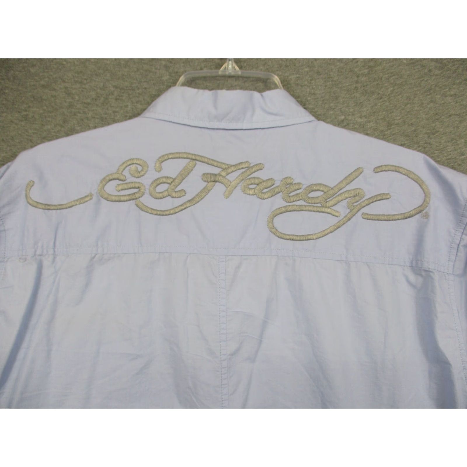Ed Hardy VINTAGE Ed Hardy Shirt Large Embroidered Skull & Crossbones Mens Size US L / EU 52-54 / 3 - 3 Thumbnail
