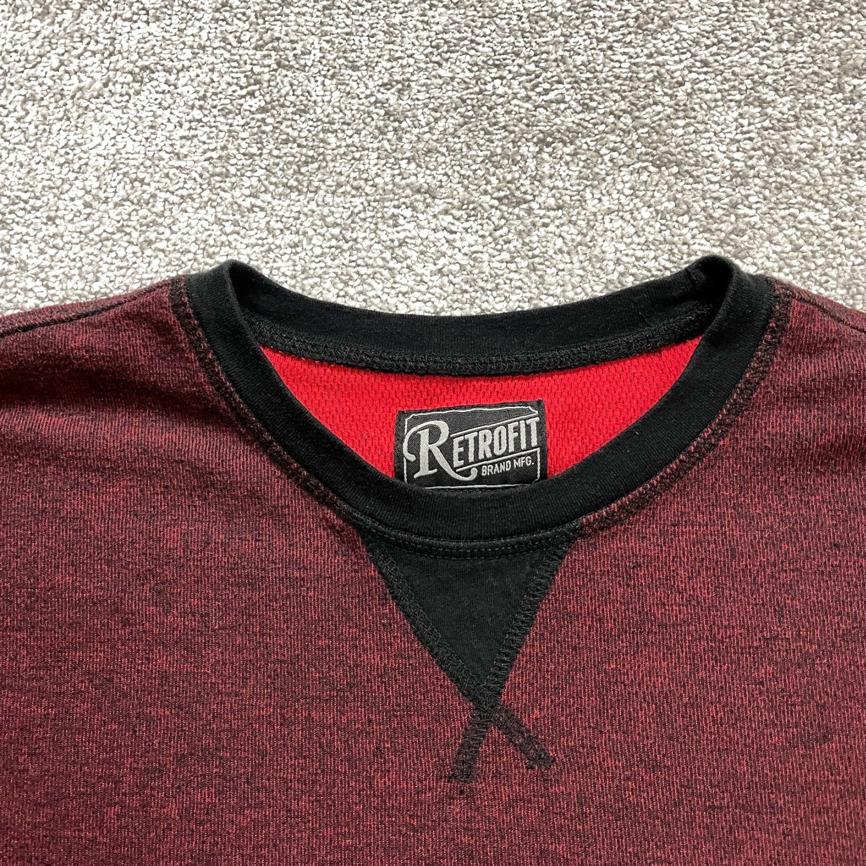 Vintage Retrofit Shirt Mens XL Red Crew Neck Long Sleeve T-Shirt Outdoor Classic, All Seasons, Breathable, Regular Fit Textile Hoodie? Size US XL / EU 56 / 4 - 3 Thumbnail