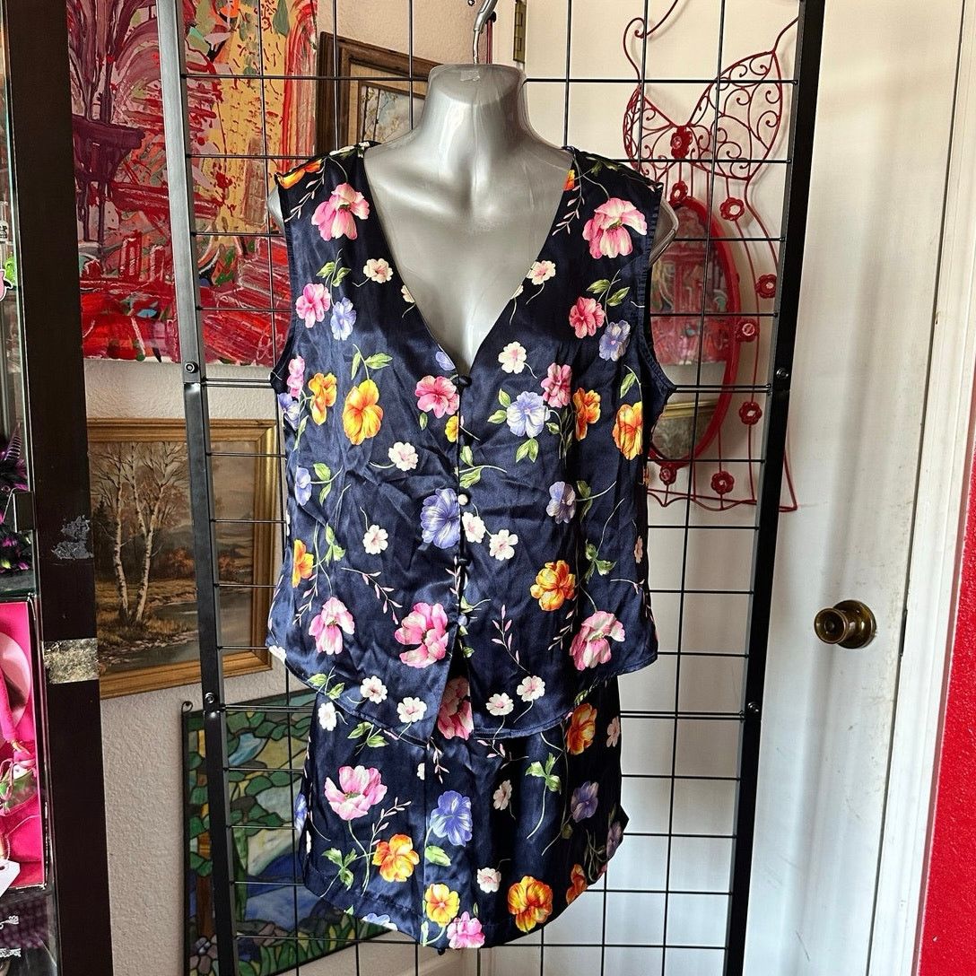 Other honors intimates blue floral shorts and vest set Size L / US 10 / IT 46 - 1 Thumbnail