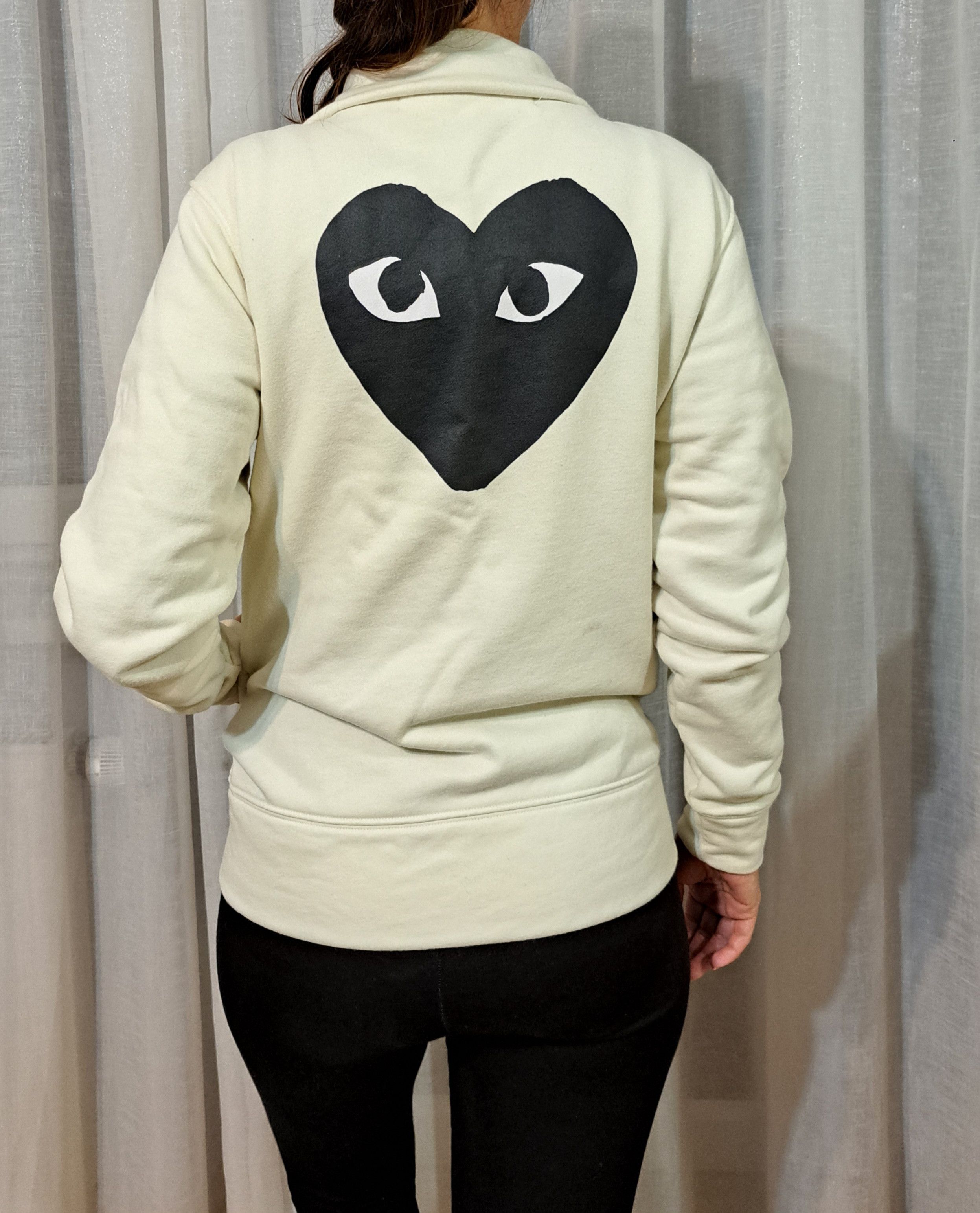 Comme des Garcons PLAY Women's Play Comme des Garcons full zip sweatshirt S ecru Size S / US 4 / IT 40 - 3 Thumbnail