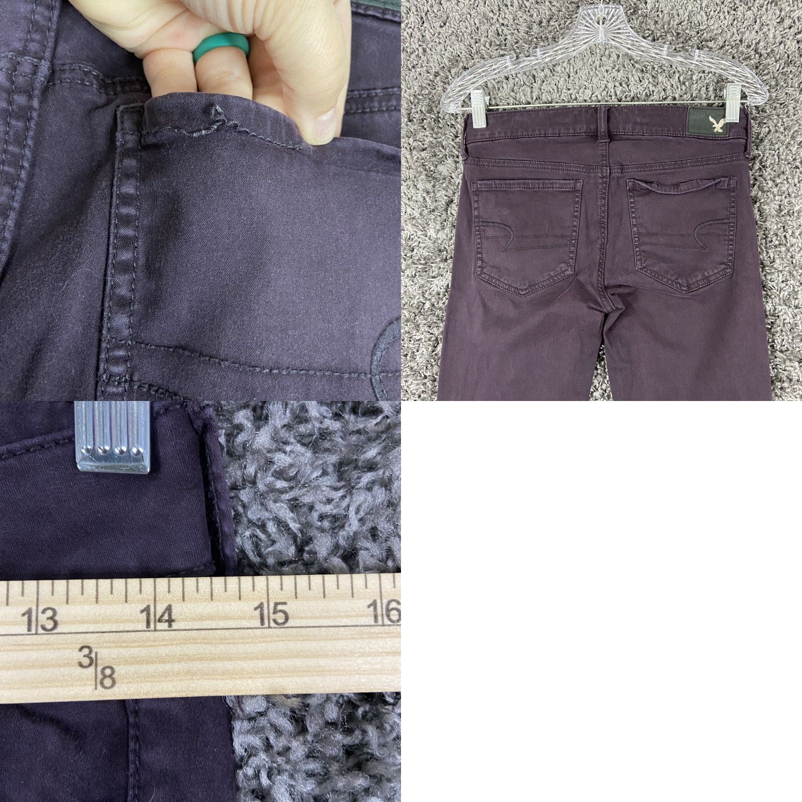 American Eagle Outfitters American Eagle Jeans Women 2 Regular Purple Super Stretch Distressed 29x27 Womens Size 26" / US 2 / IT 38 - 8 Thumbnail